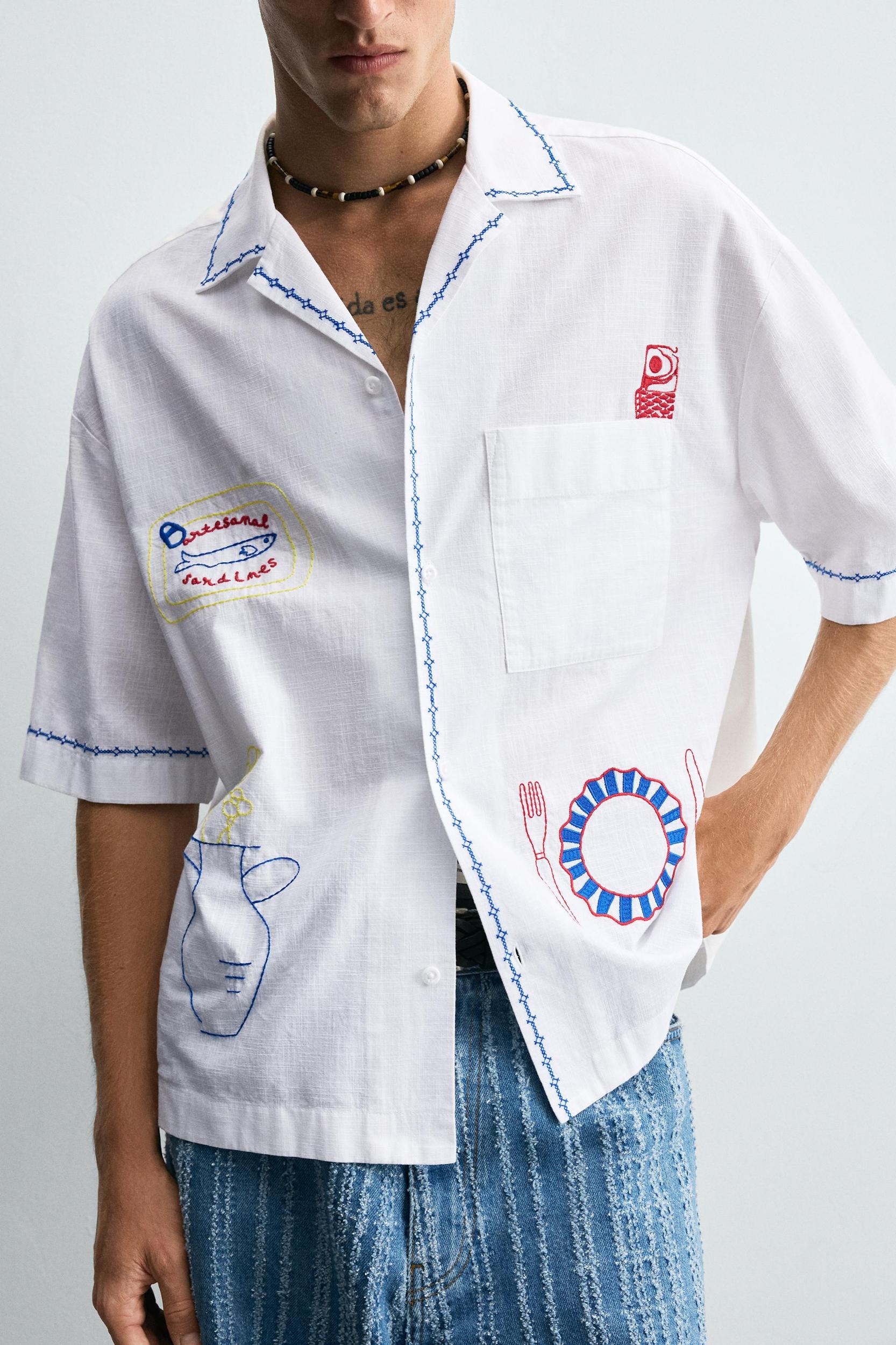 CONTRAST EMBROIDERY SHIRT Product Image
