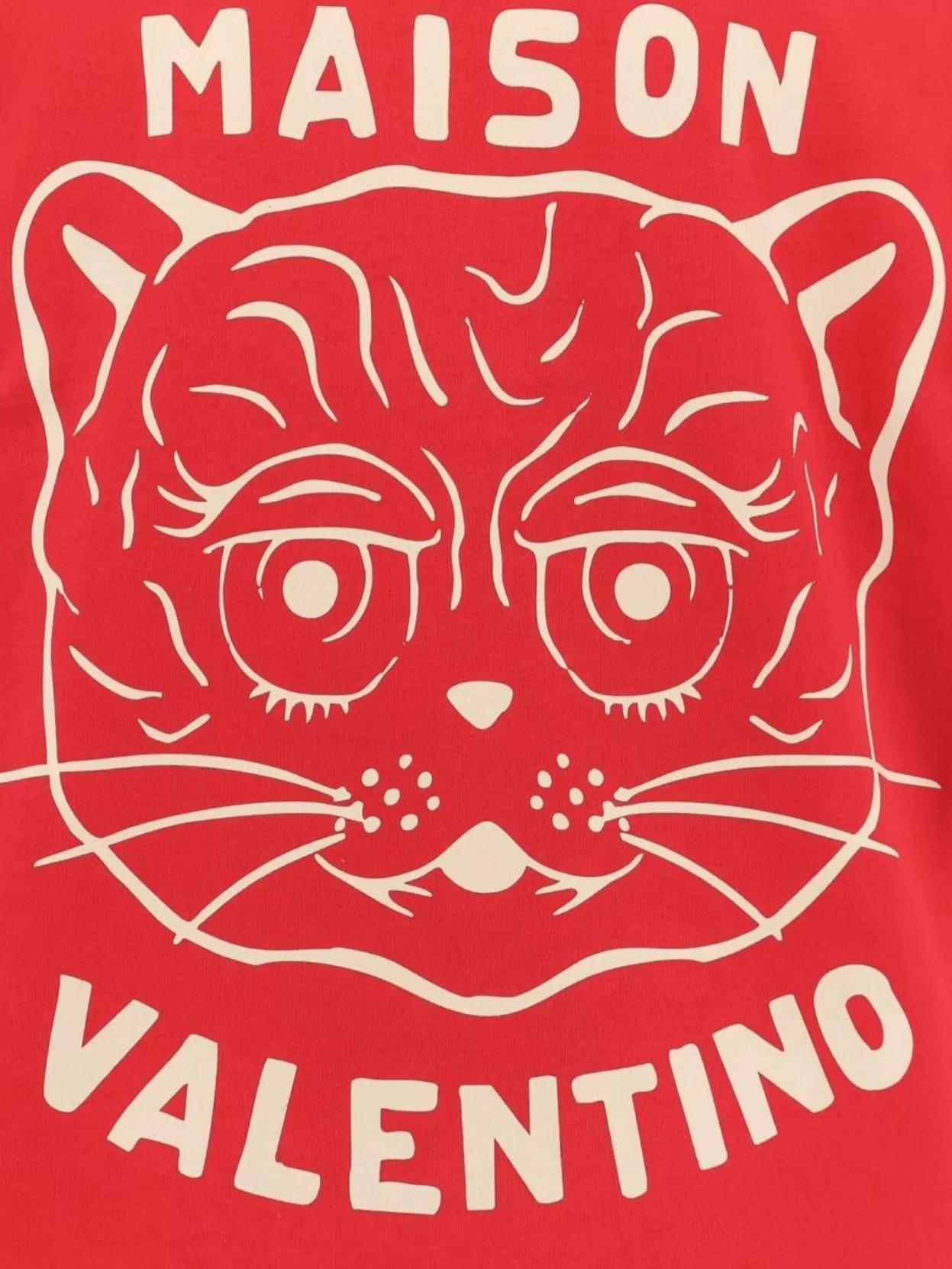 VALENTINO Graphic Print House Cat Crew Neck T-shirt In Red Product Image