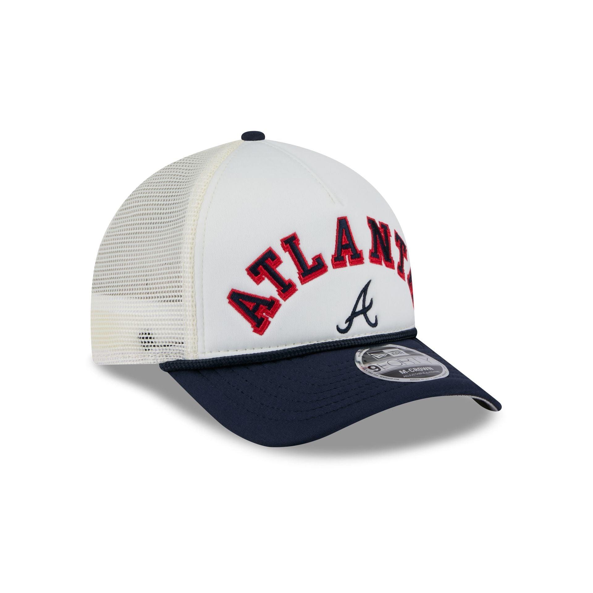 Atlanta Braves Chrome Arch 9FORTY M-Crown A-Frame Trucker Hat Male Product Image