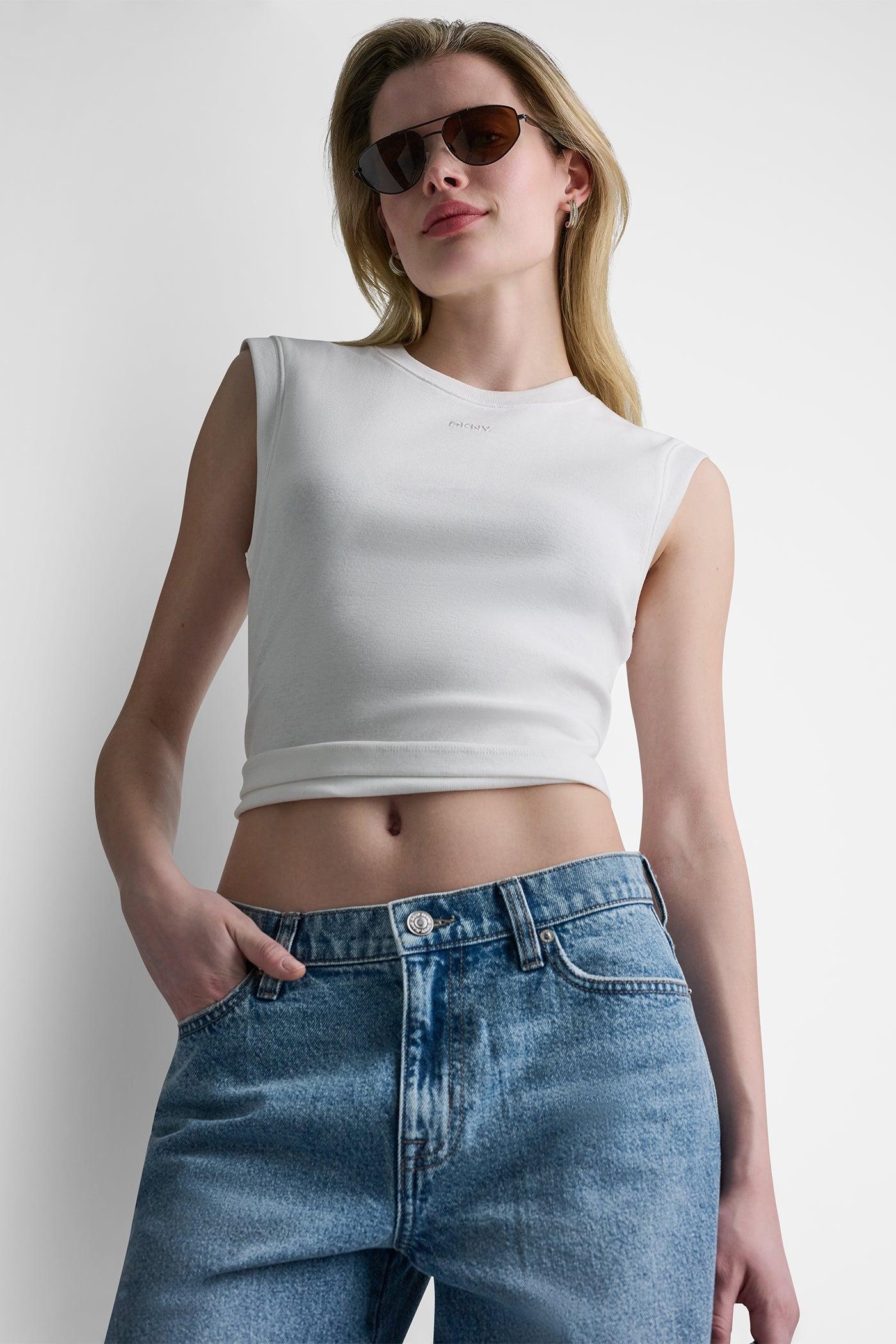 CREW NECK SLEEVELESS TEE Product Image