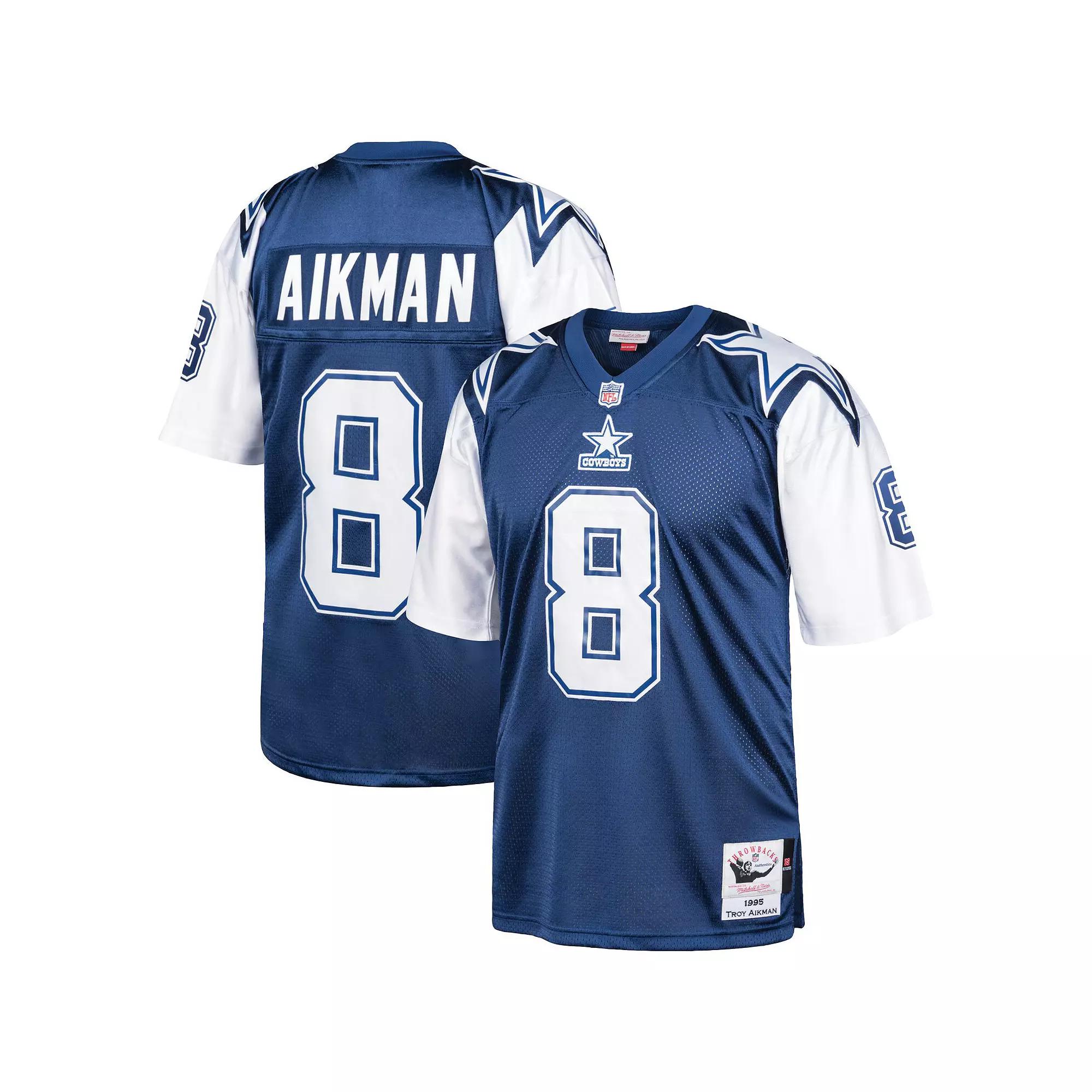 Men's Mitchell & Ness Troy Aikman Navy Dallas Cowboys 1996 Authentic Retired Player Jersey, Size: 60, Blue Product Image