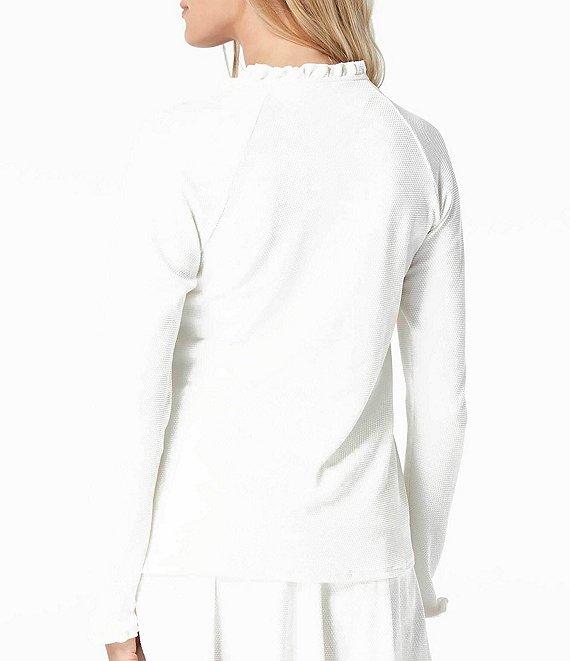 Beach House Phoebe Solid Ruffle Neck Zip Front Swim Cover-Up Rashguard Product Image