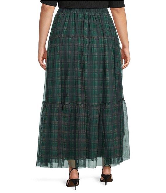 Sugarlips Plus Plaid Mesh Maxi Skirt Product Image