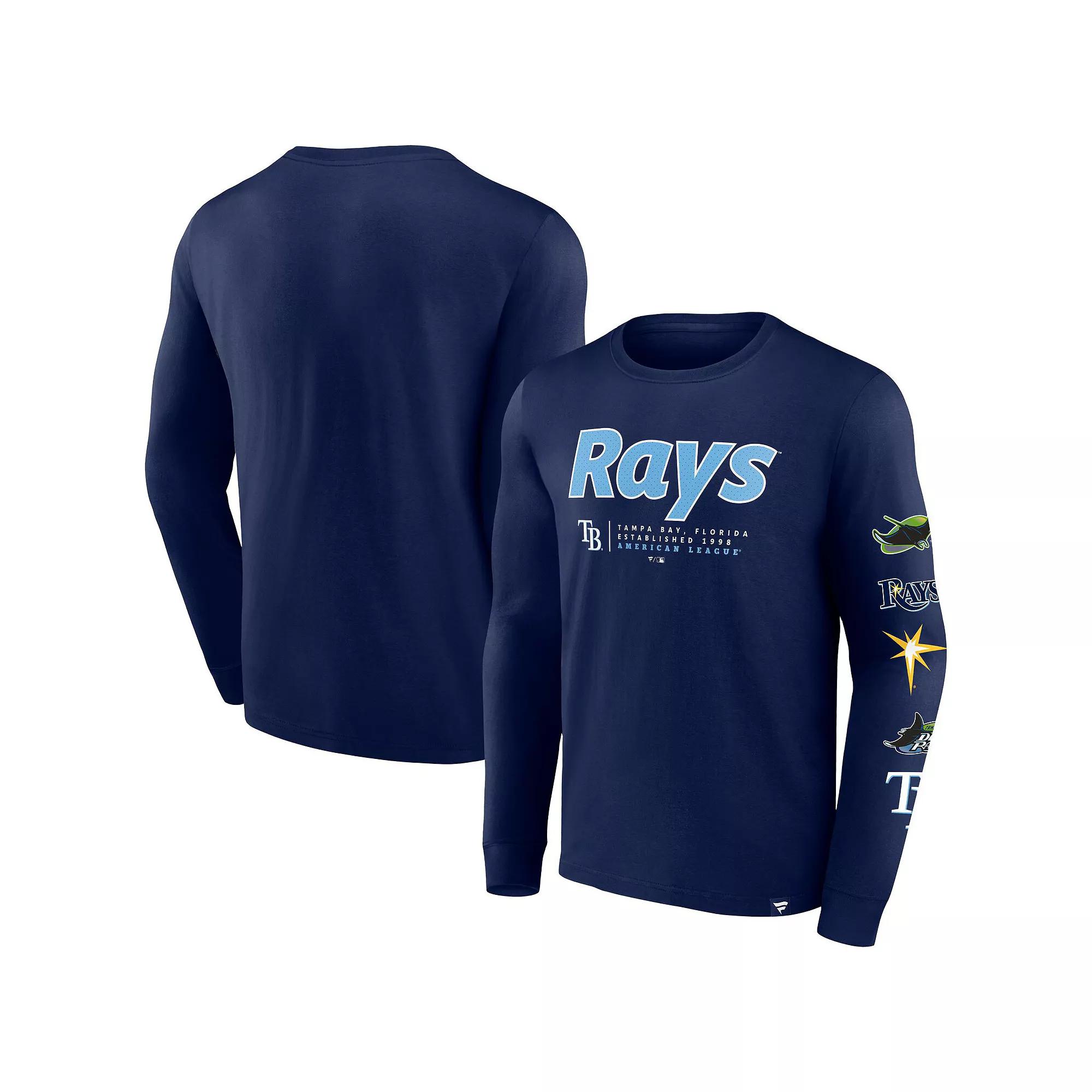 Men's Fanatics Branded Navy Tampa Bay Rays Strike the Goal Long Sleeve T-Shirt, Size: 2XL, Blue Product Image