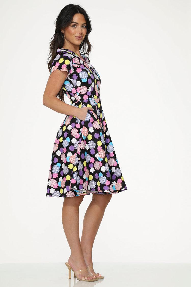 Black & Purple Swing Dress Product Image