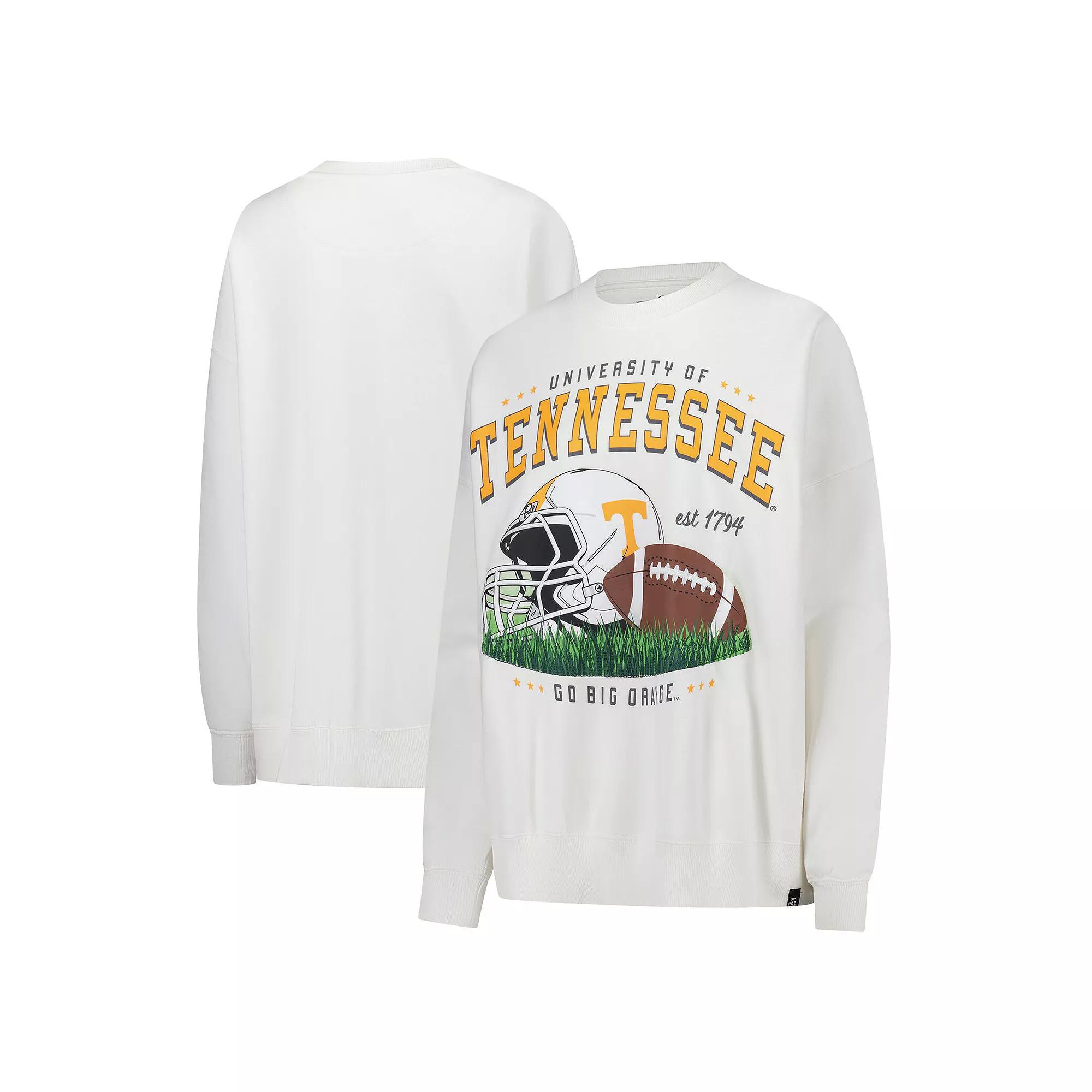 Women's Gameday Social White Tennessee Volunteers Oversized Football Pullover Sweatshirt, Size: Medium Product Image