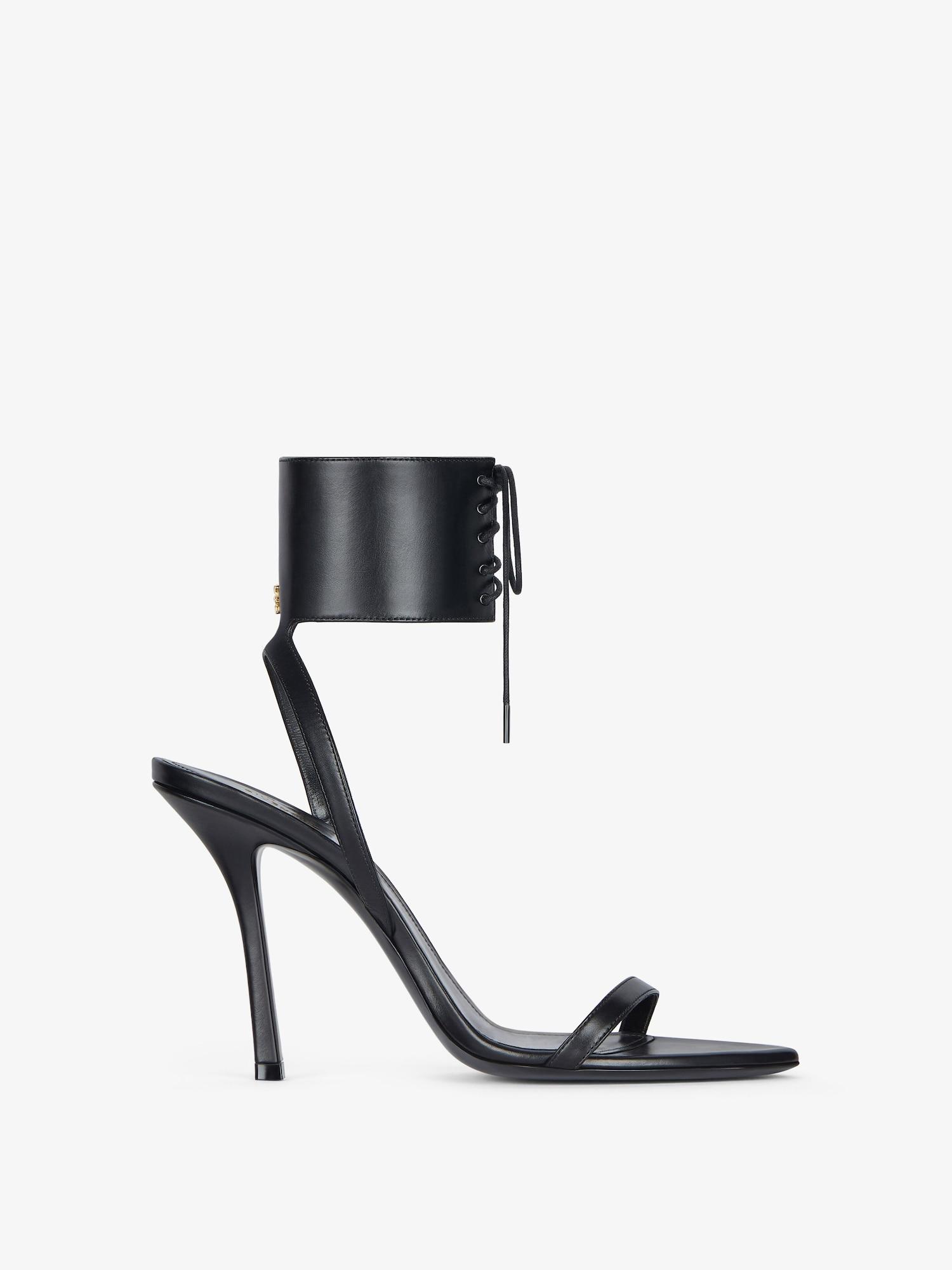 4G Liquid lace-up heeled sandals in leather Product Image