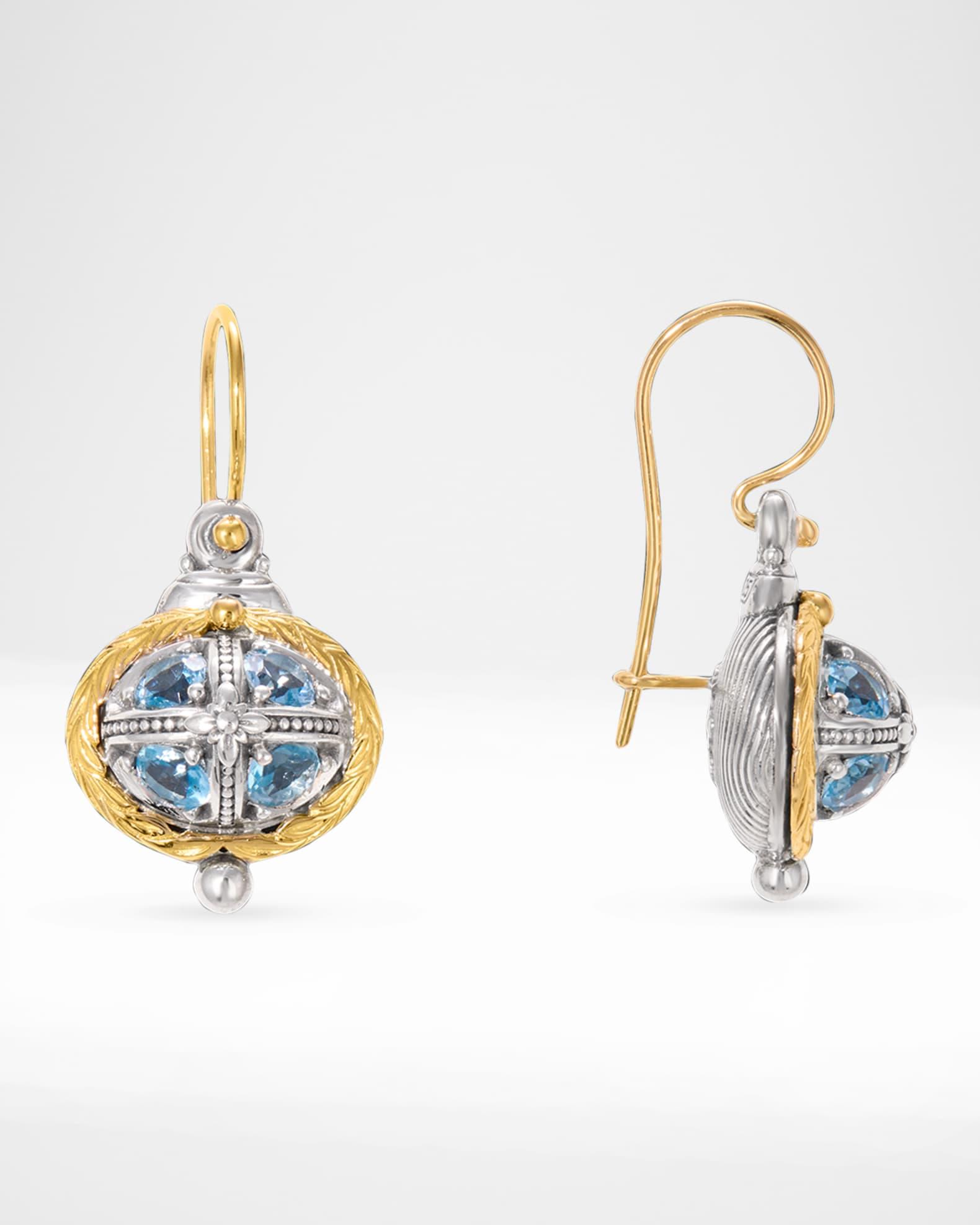 Kyma Silver and Gold Sky Blue Topaz Earrings Product Image