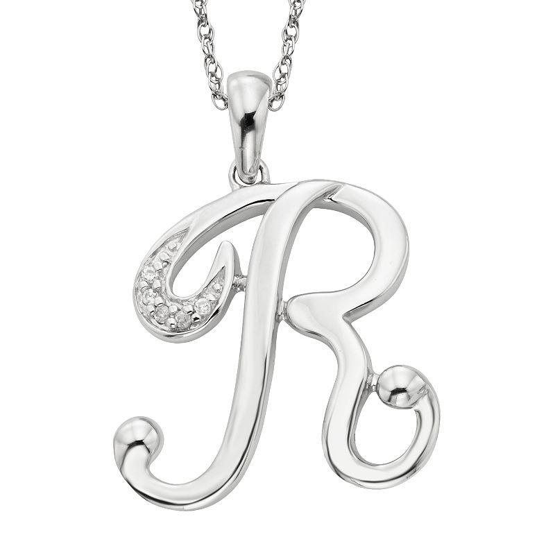 Sterling Silver Diamond Accent Initial Pendant, Women's,  Product Image
