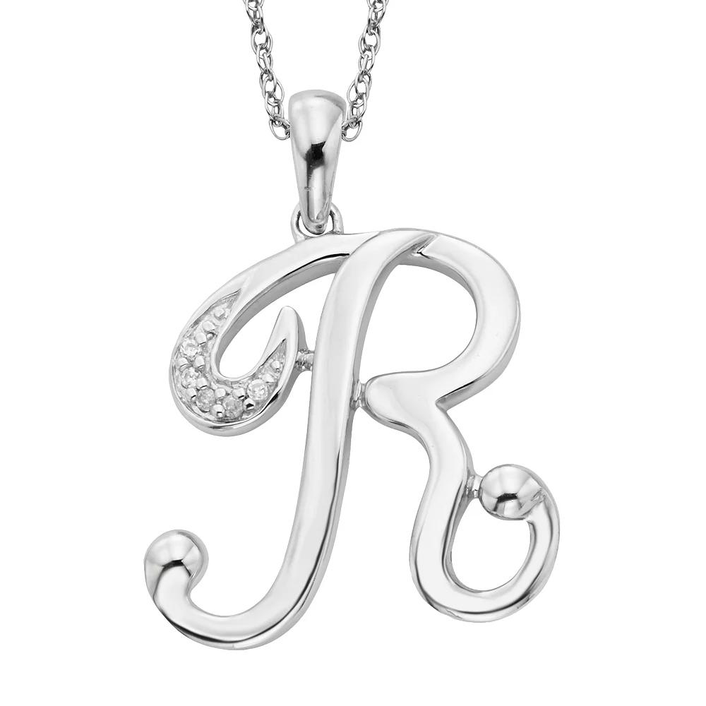 Sterling Silver Diamond Accent Initial Pendant, Women's,  Product Image
