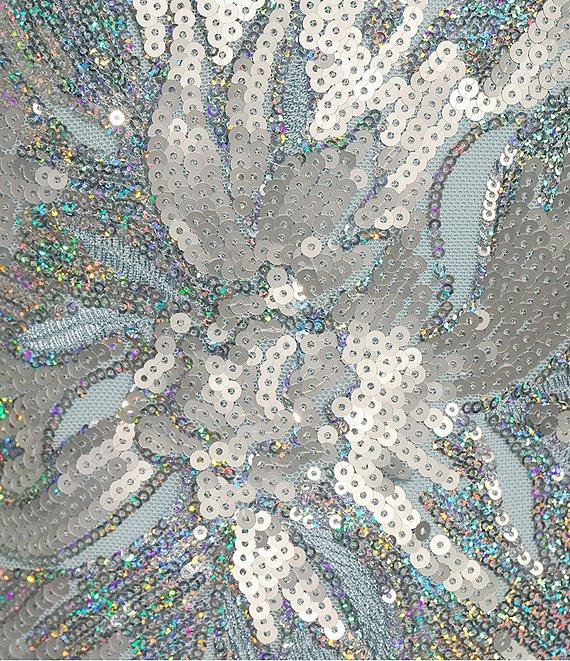 B. Darlin Spaghetti Strap V-Neck Criss Cross Back Straps Sequin Bodycon Dress Product Image