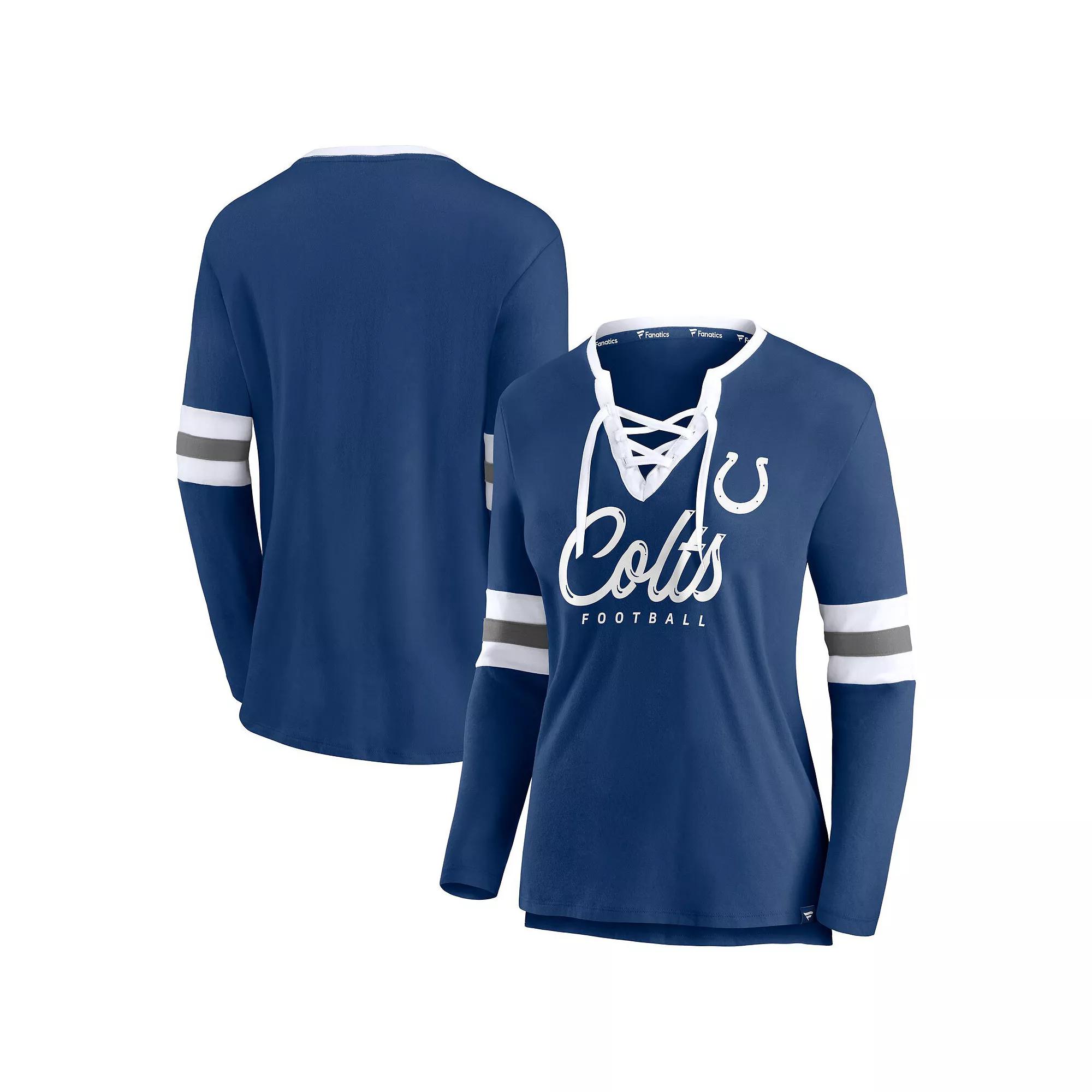 Women's Fanatics Brown Cleveland Browns Block Party Team Script Lace-Up Long Sleeve T-Shirt, Size: Medium Product Image