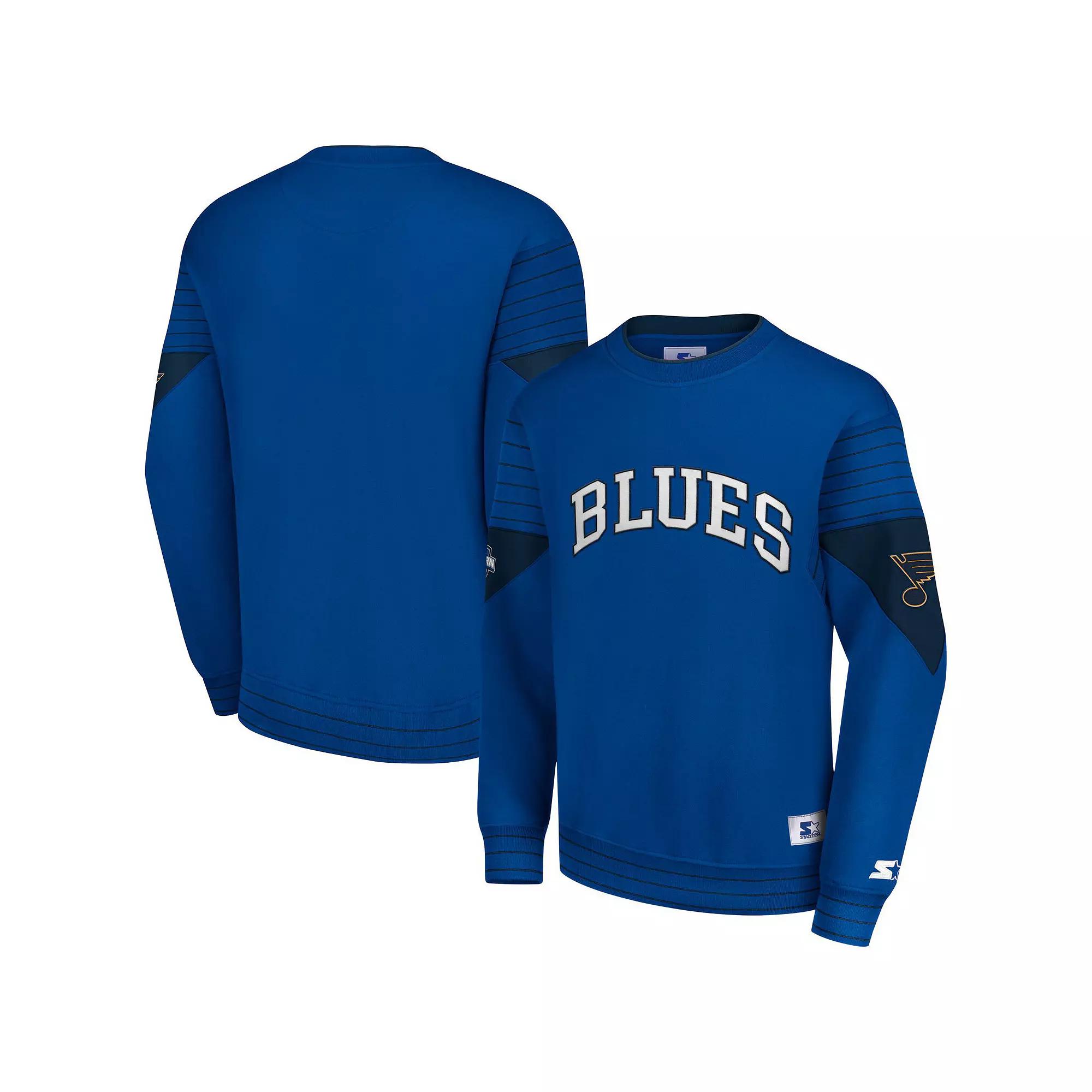 Men's Starter Blue St. Louis Blues Faceoff Pullover Sweatshirt,  Product Image