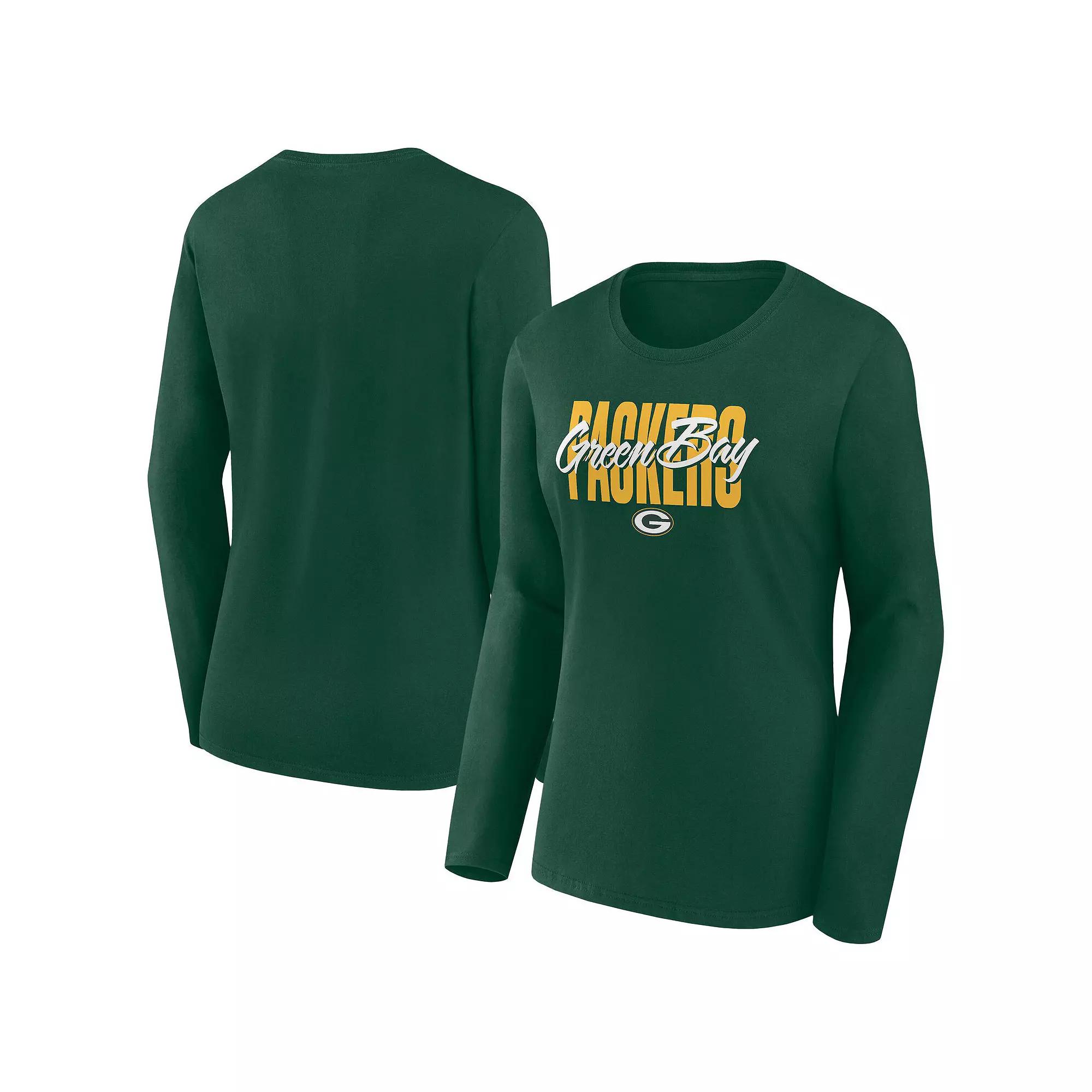 Women's Fanatics Green Green Bay Packers Long Sleeve Scoop Neck T-Shirt,  Product Image