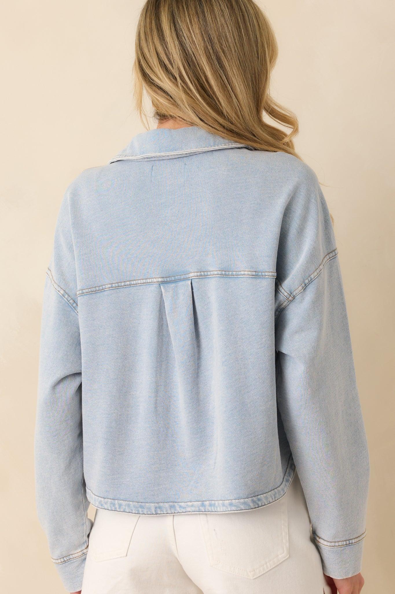 Z Supply All Day Cropped Washed Indigo Knit Jacket Product Image