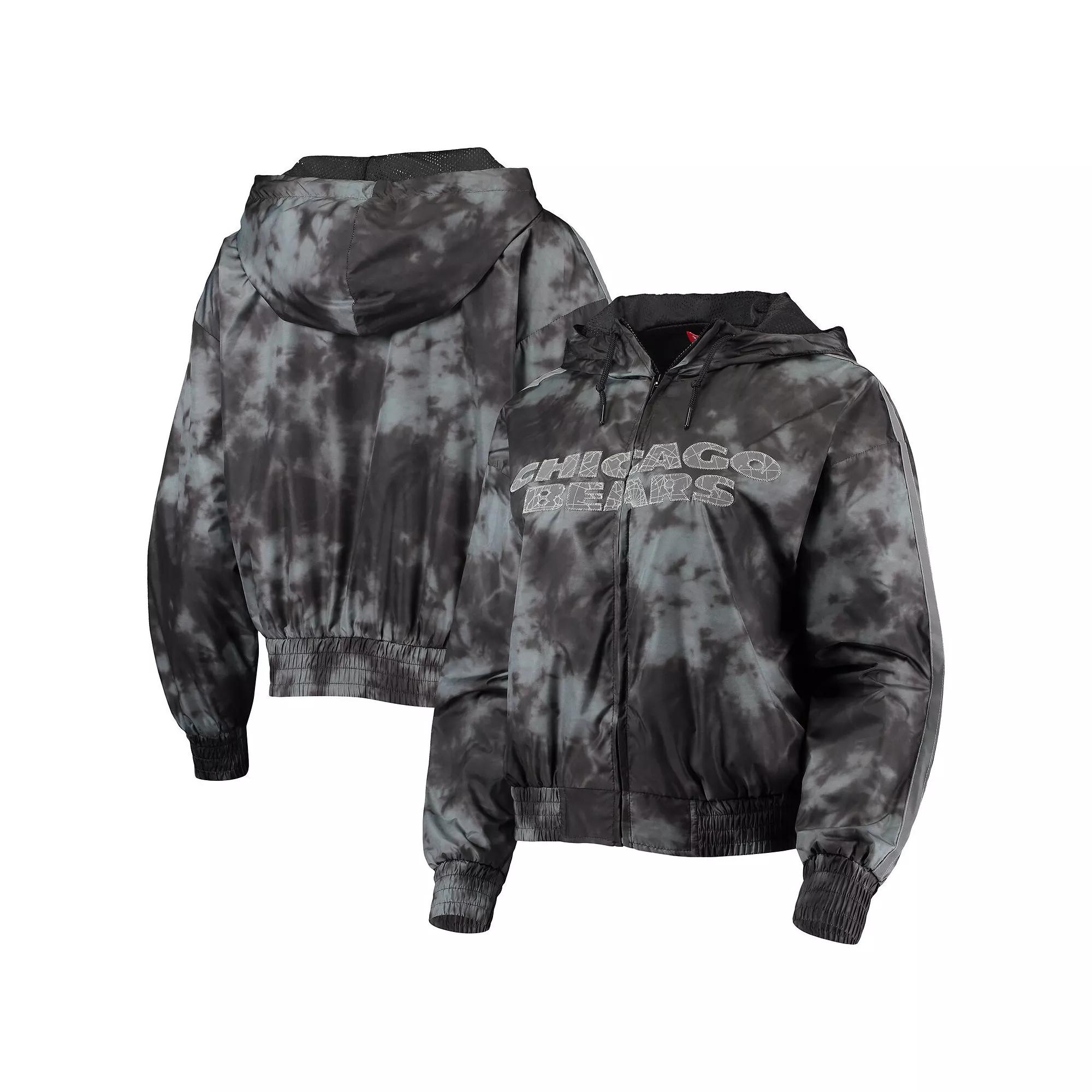 Women's Mitchell & Ness Black Chicago Bears Galaxy Full-Zip Windbreaker Hoodie Jacket,  Product Image