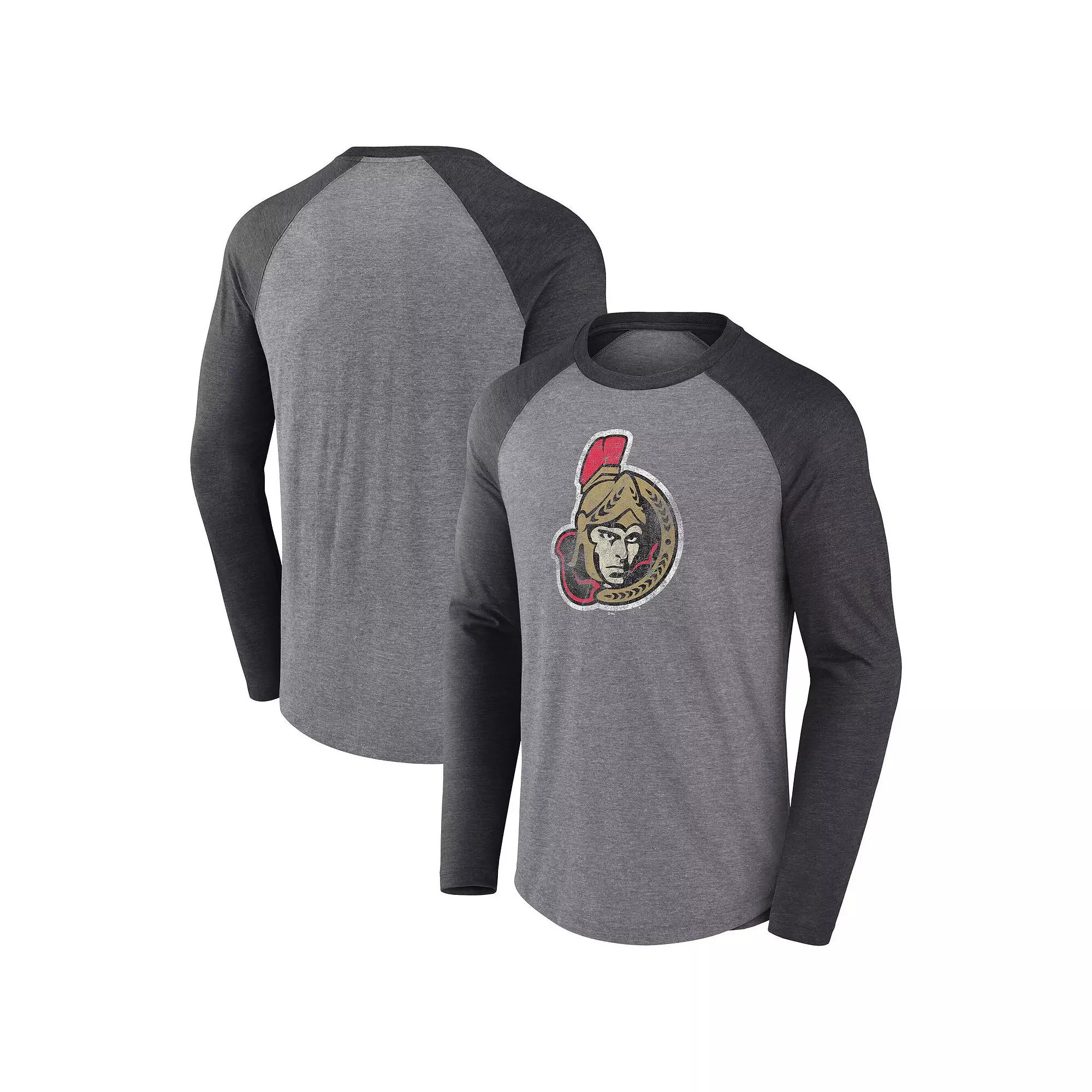 Men's Fanatics Heather Gray Ottawa Senators Special Edition Long Sleeve Tri-Blend Raglan T-Shirt, Size: XL, Sen Grey Product Image