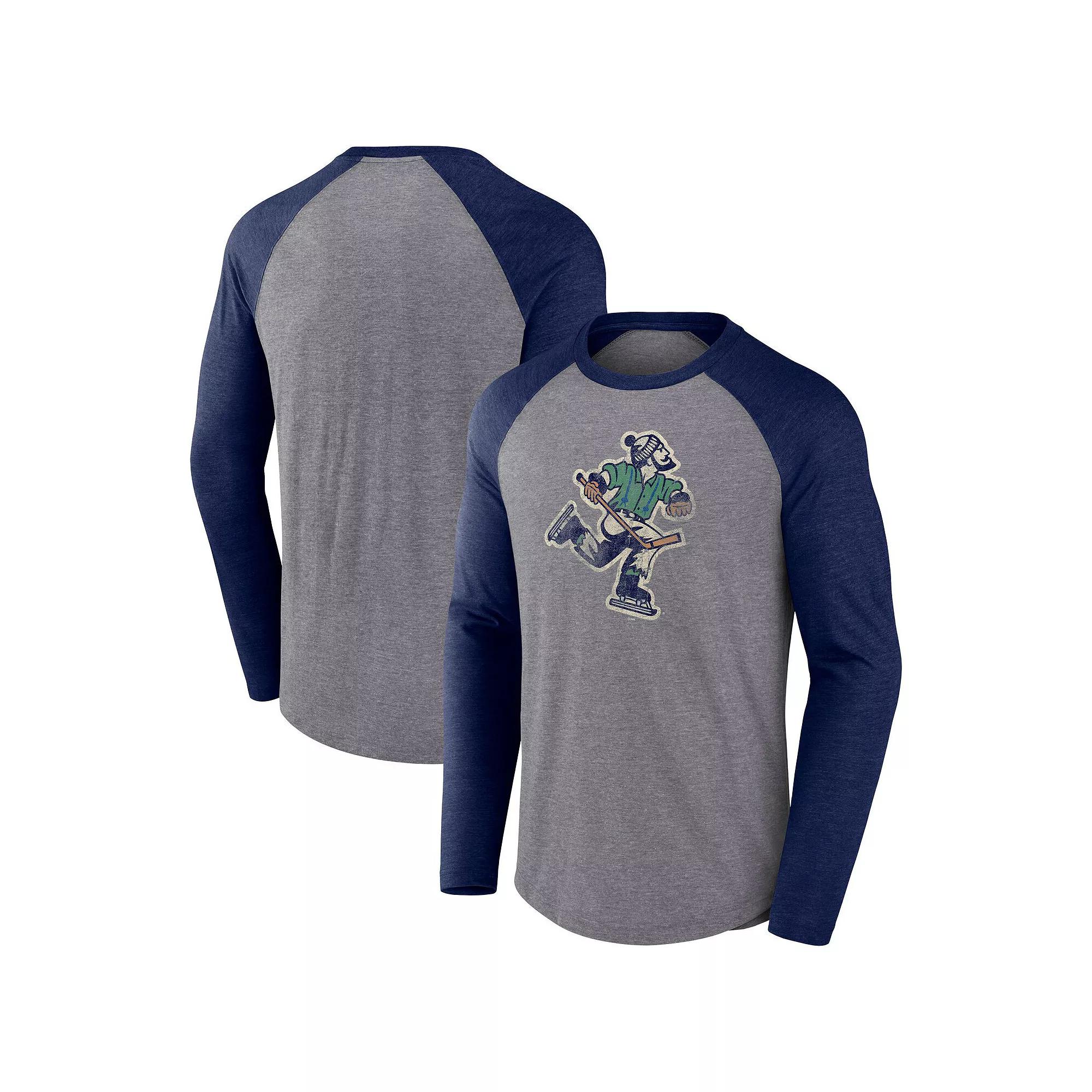 Men's Fanatics Heather Gray Vancouver Canucks Special Edition Long Sleeve Tri-Blend Raglan T-Shirt, Size: Small, Cnk Grey Product Image