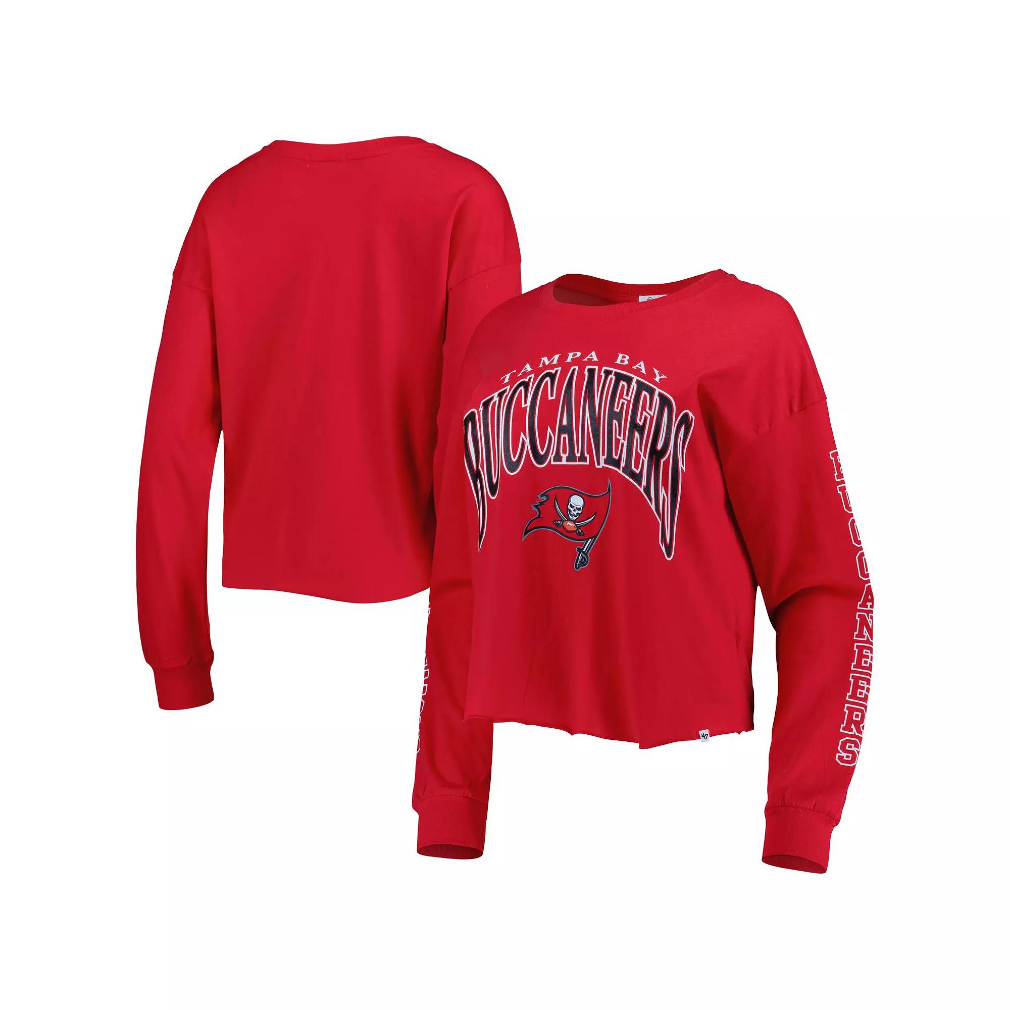 Women's '47 Red Tampa Bay Buccaneers Skyler Parkway Cropped Long Sleeve T-Shirt, Size: XL Product Image