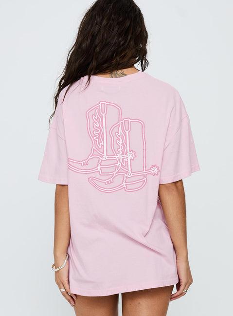 Howdy Partner Oversized Graphic Tee Pink Product Image