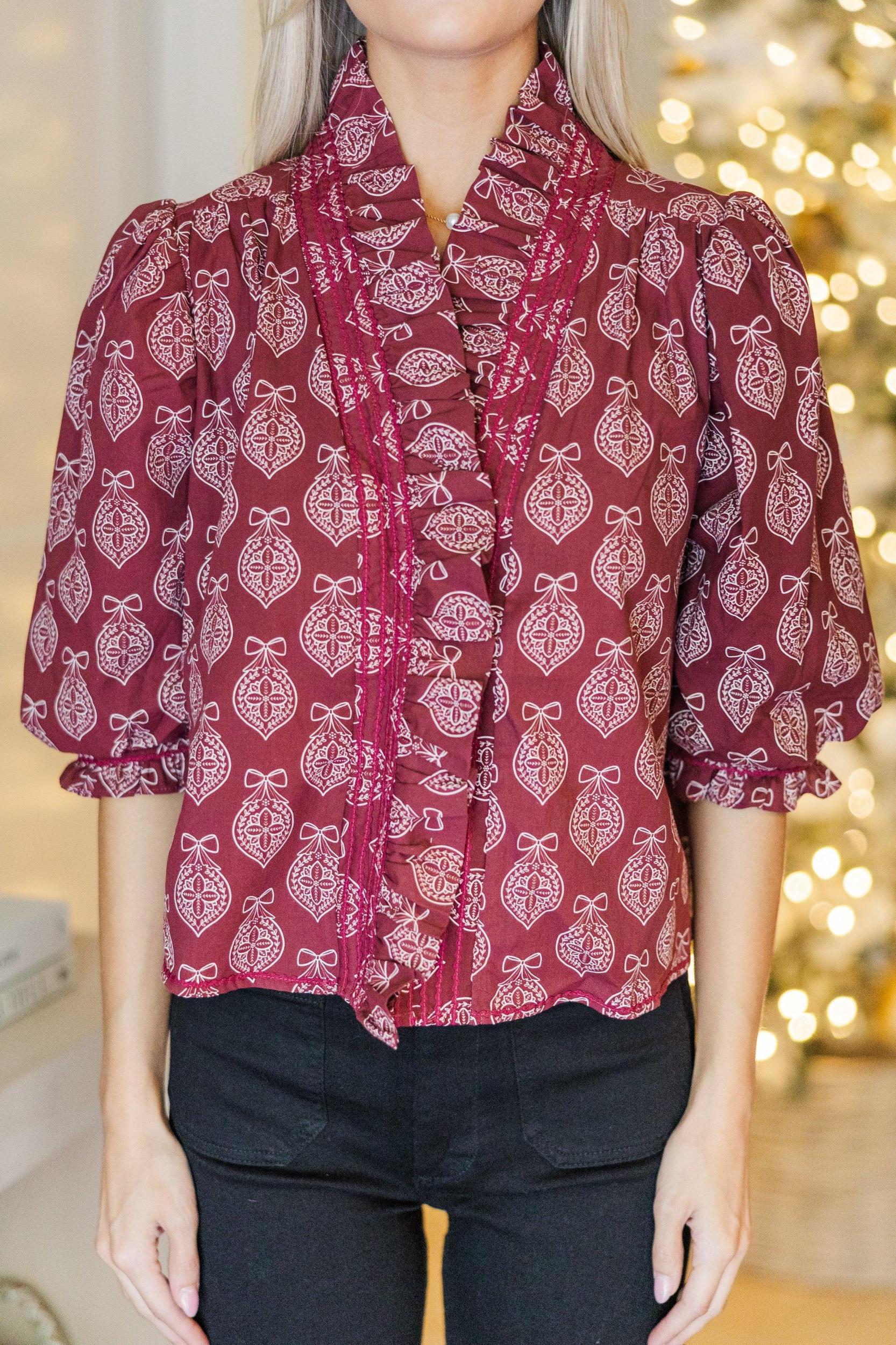 Out For The Day Red Medallion Blouse Female Product Image