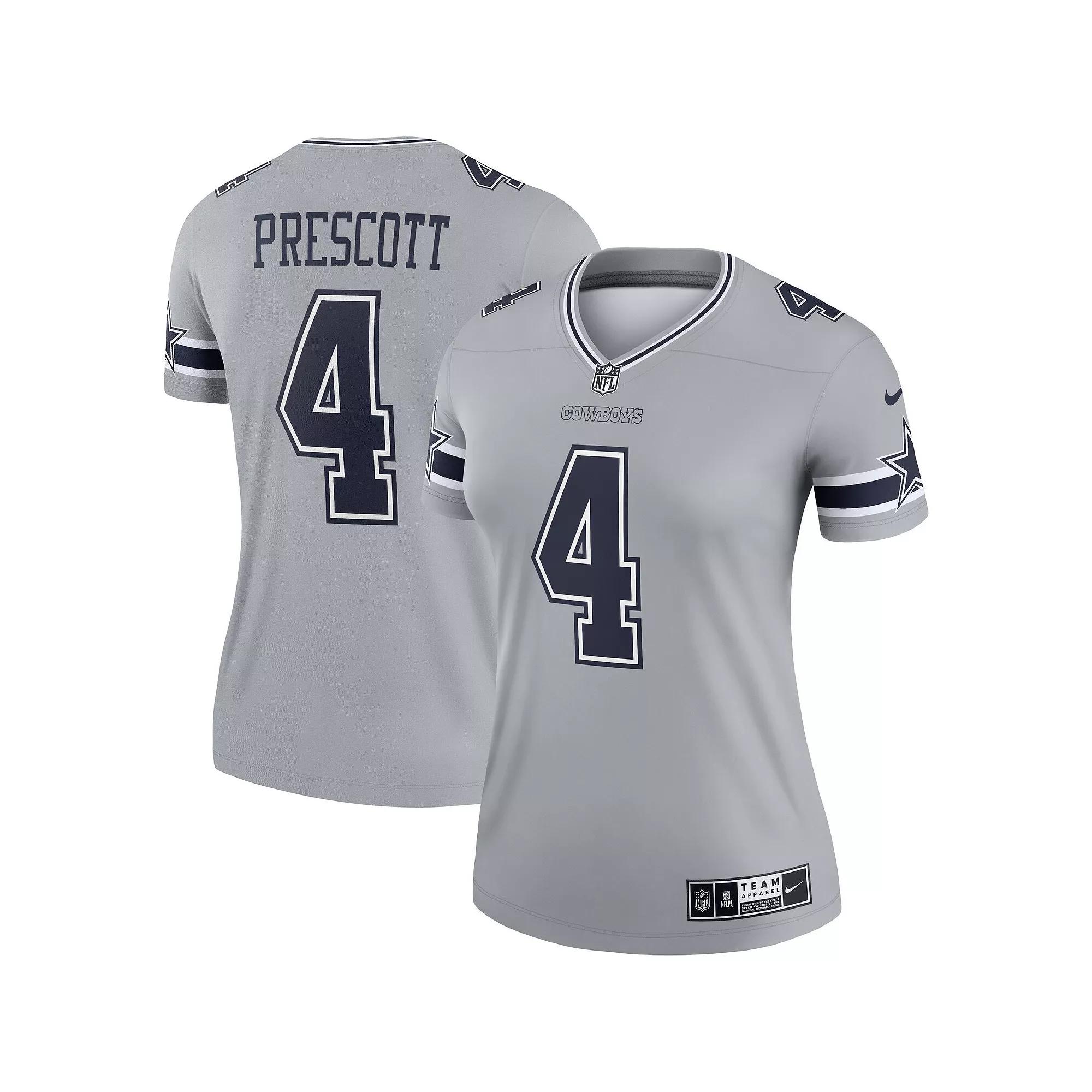 Women's Nike Dak Prescott Gray Dallas Cowboys Inverted Legend Jersey, Size: Medium, Grey Product Image
