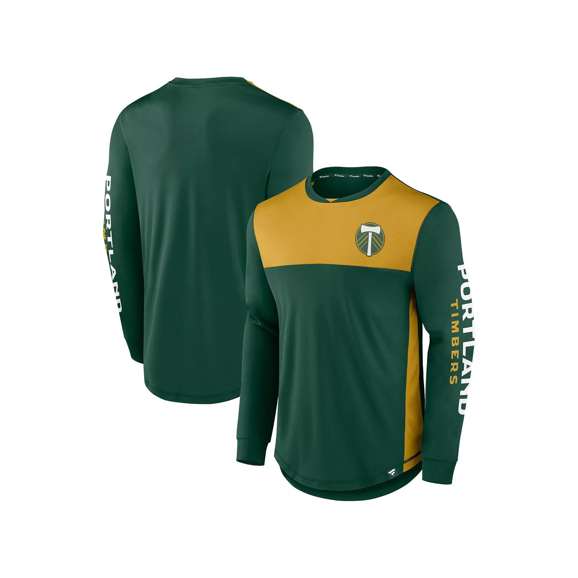 Men's Fanatics Branded Green/Gold Portland Timbers Striker Long Sleeve T-Shirt, Size: XL Product Image
