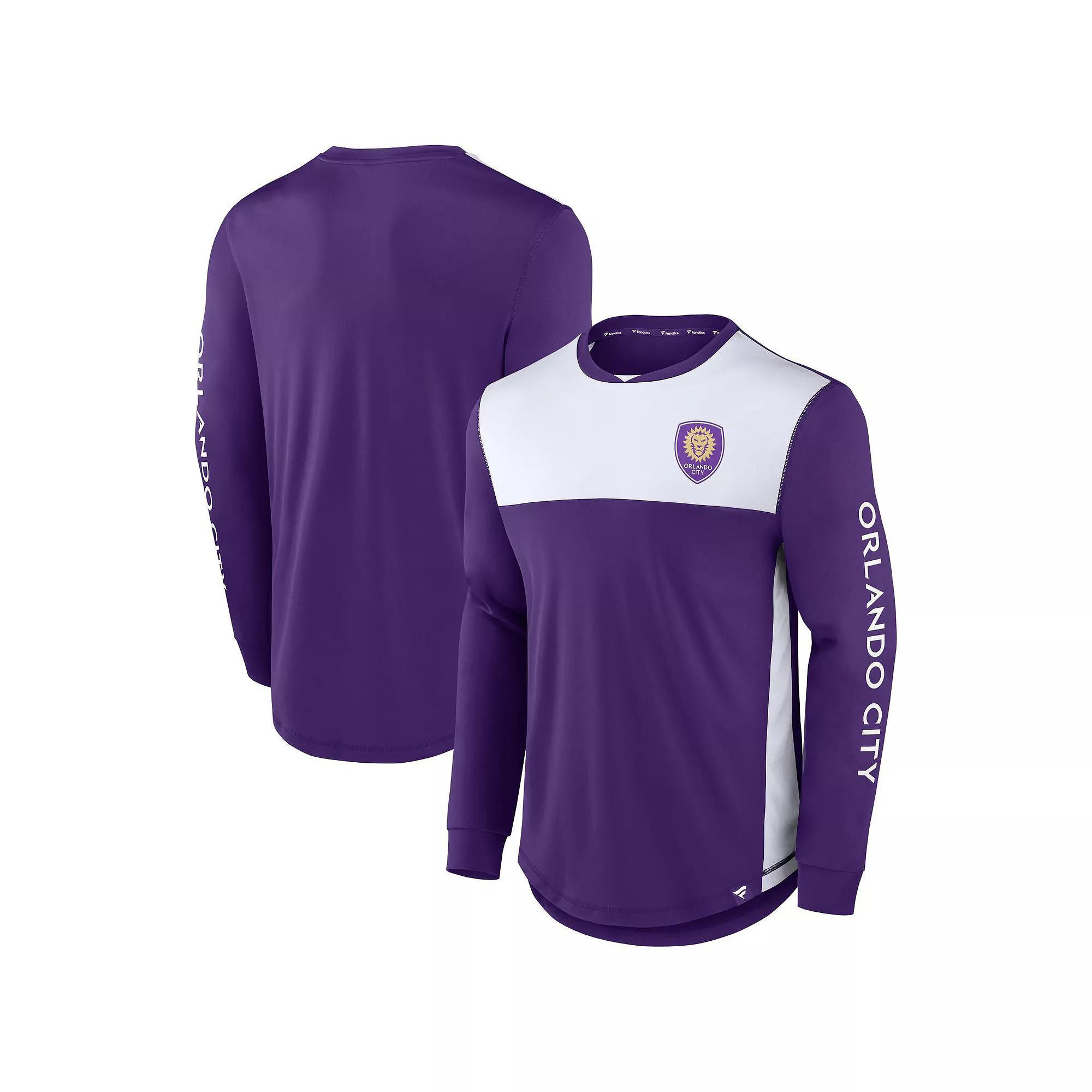 Men's Fanatics Branded Purple/White Orlando City SC Striker Long Sleeve T-Shirt, Size: Large, Orf Purple Product Image