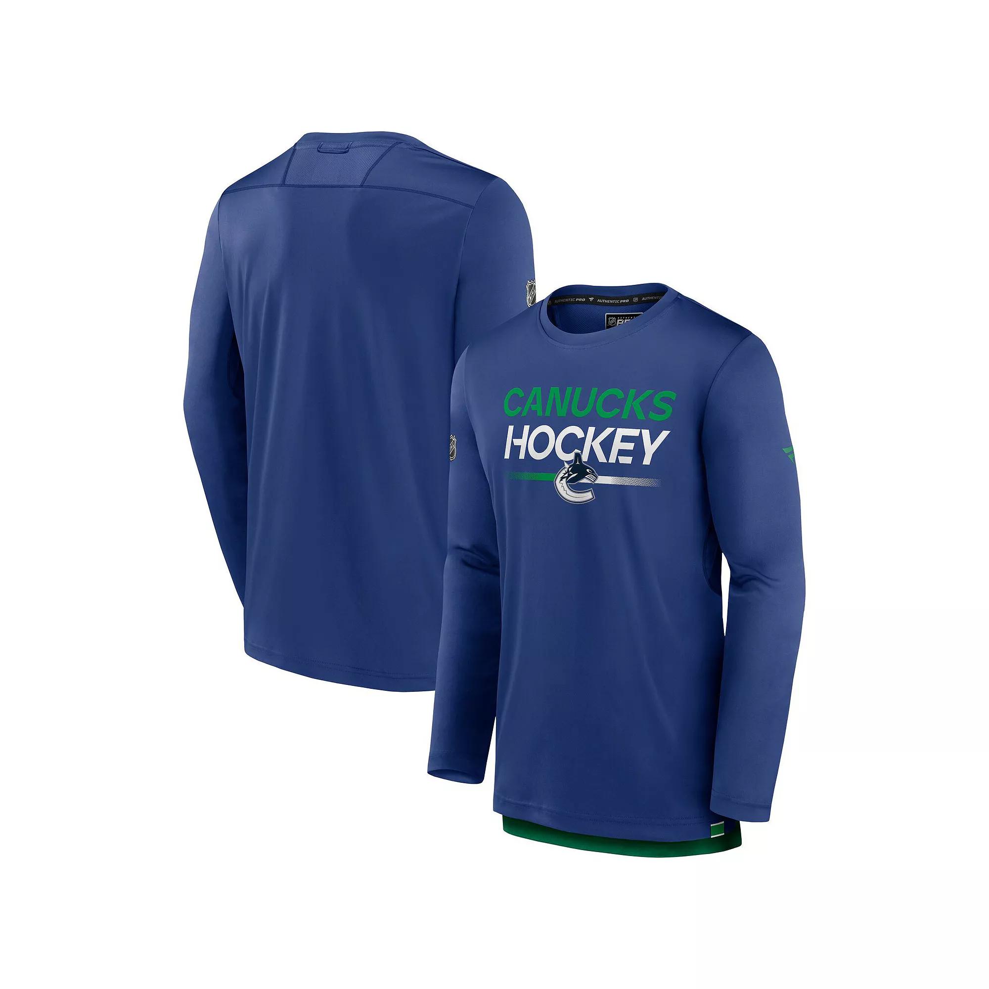 Men's Fanatics Blue Vancouver Canucks Authentic Pro Tech Long Sleeve T-Shirt, Size: Large, Cnk Blue Product Image