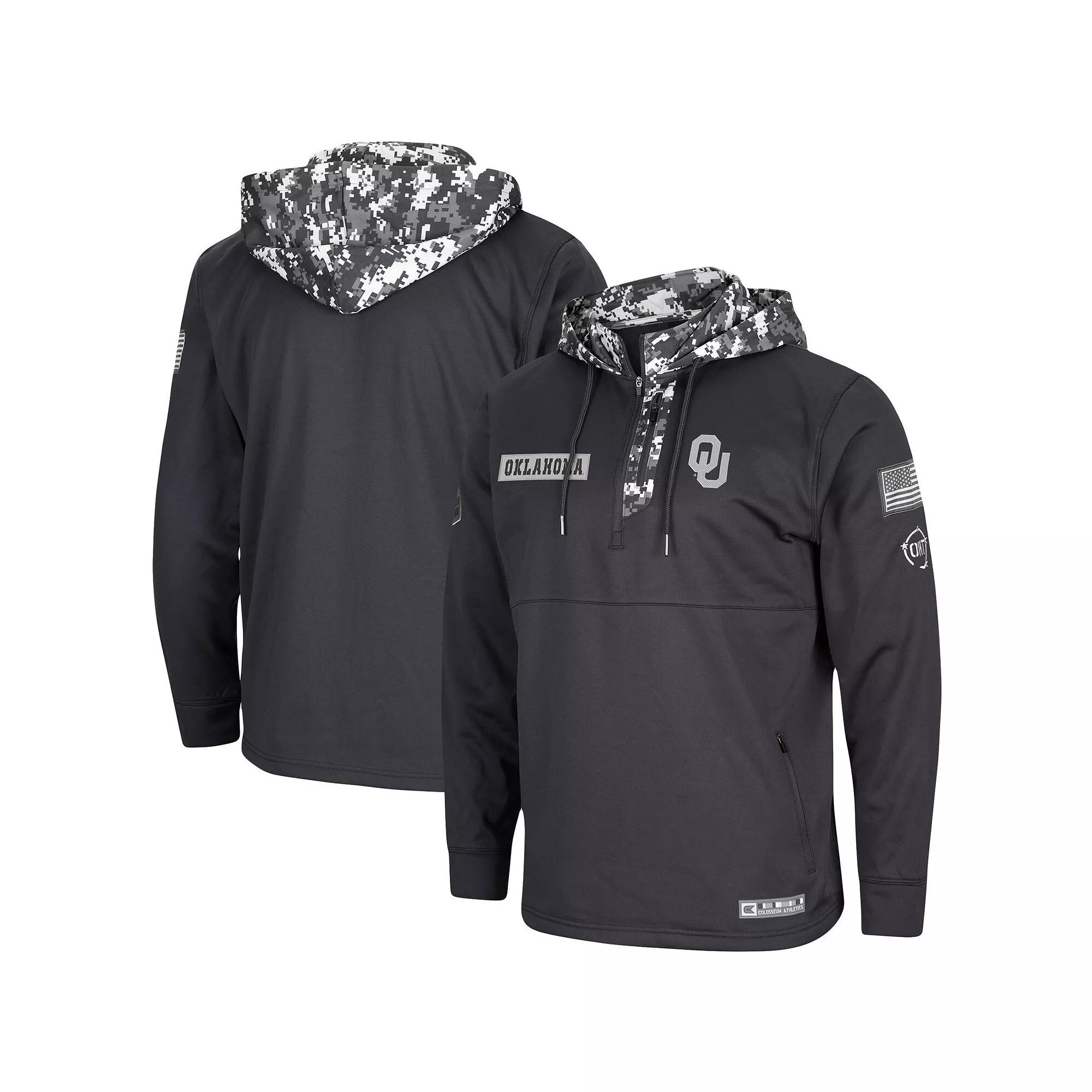 Men's Colosseum Charcoal Oklahoma Sooners OHT Military Appreciation Digi Camo Quarter-Zip Hoodie,  Product Image