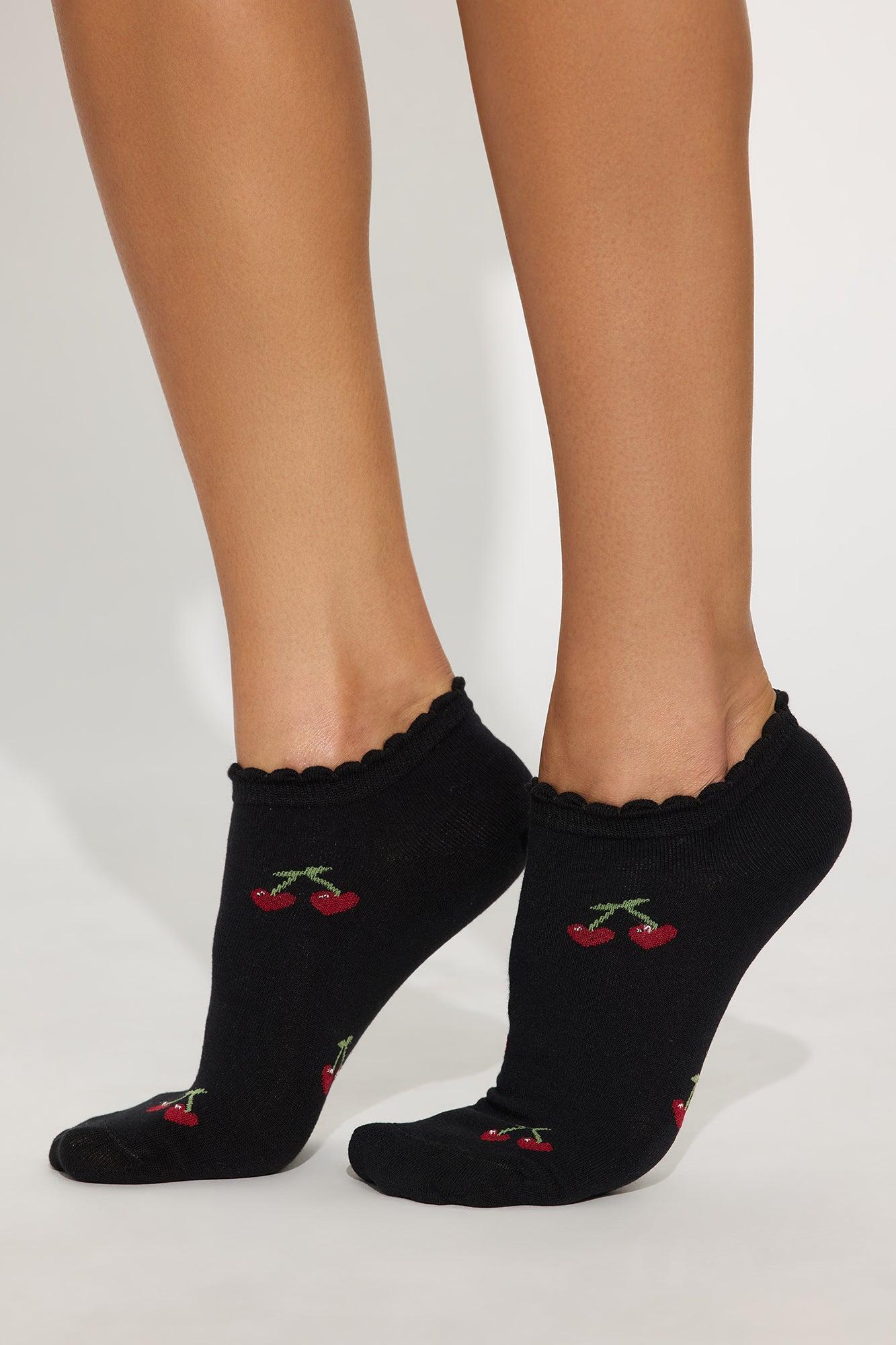 Cherrylicious Heart 2 Pack Socks - White/Black Female Product Image