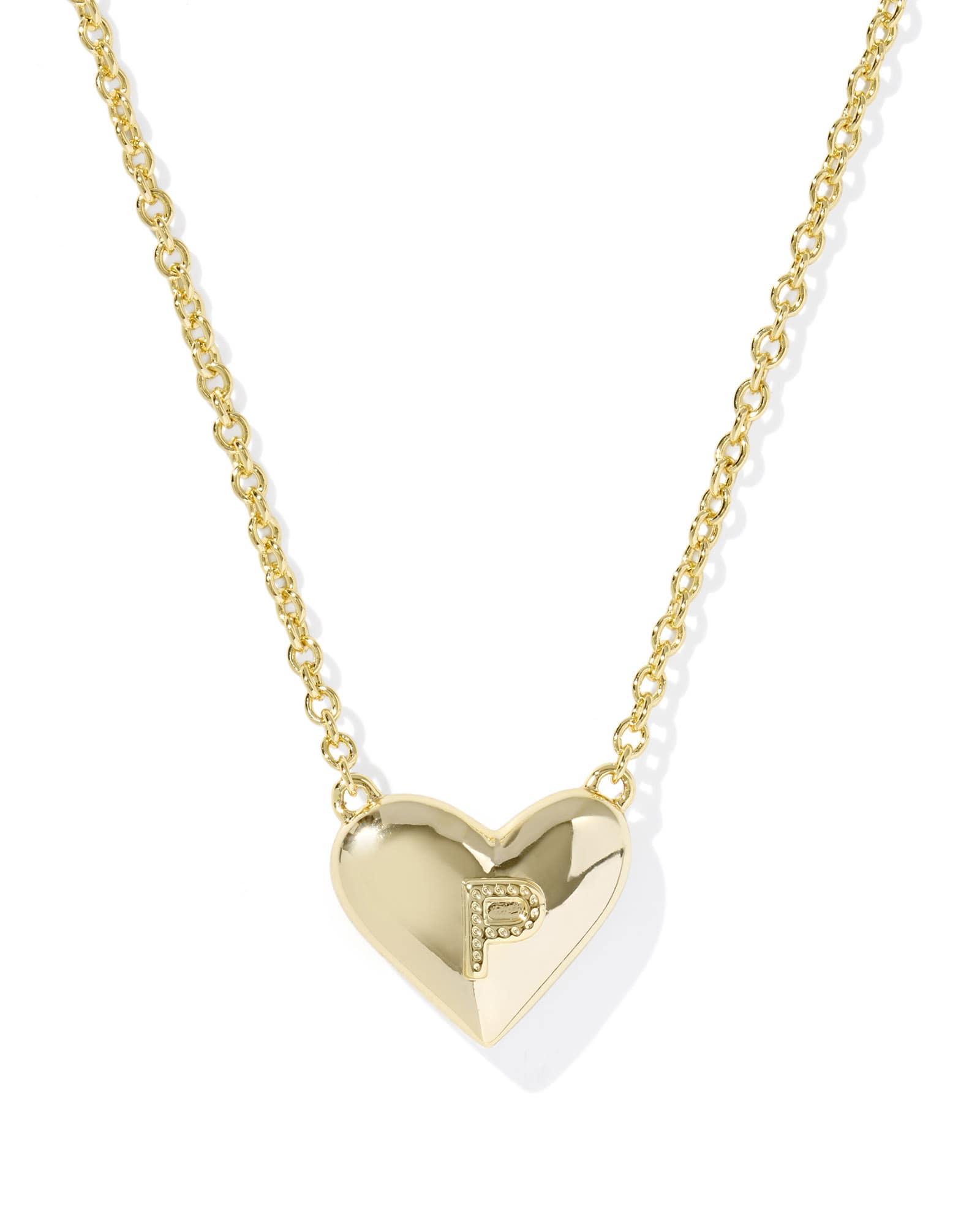 Ari Heart Letter E Gold Short Pendant Necklace Product Image