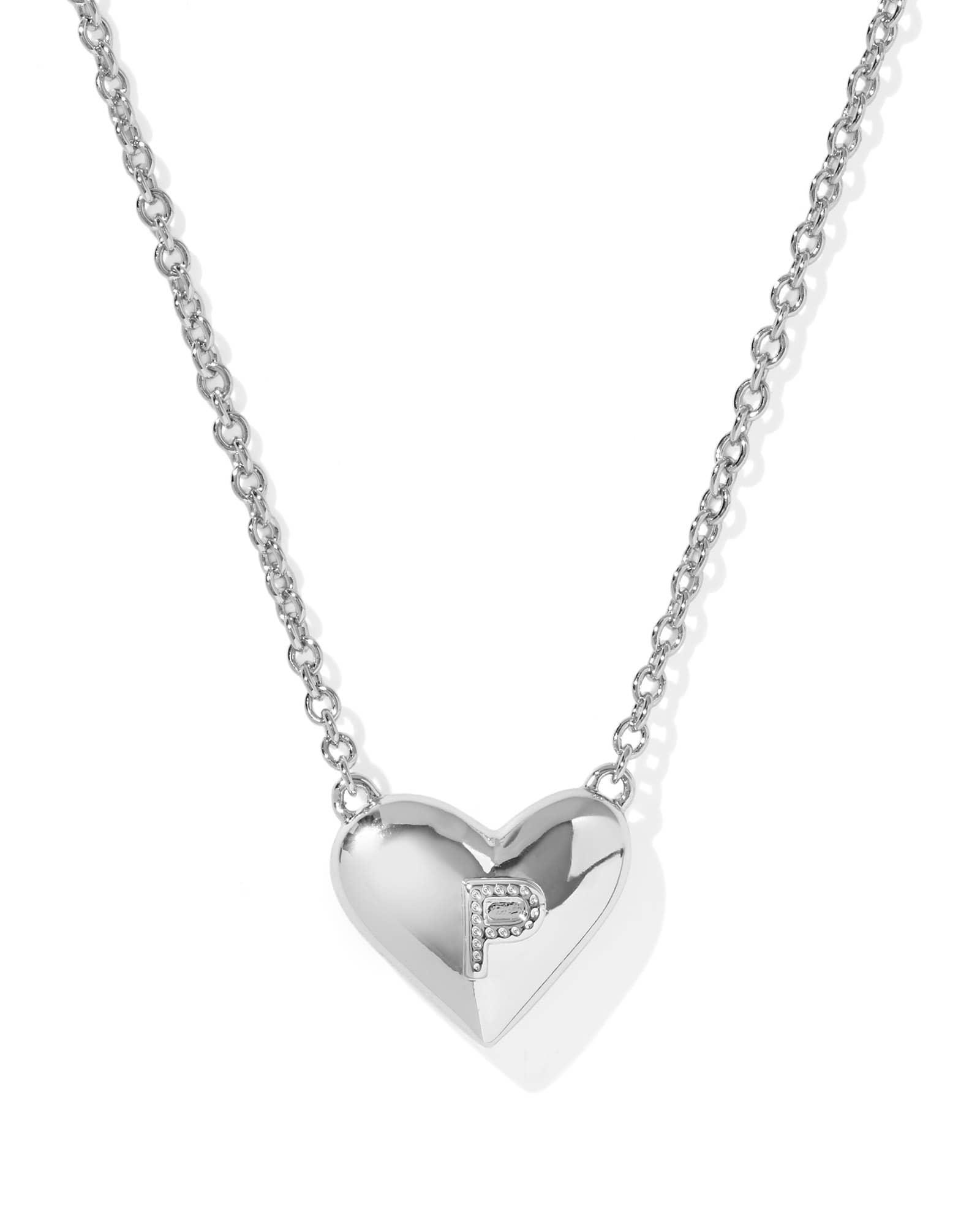 Ari Heart Letter P Silver Short Pendant Necklace Product Image