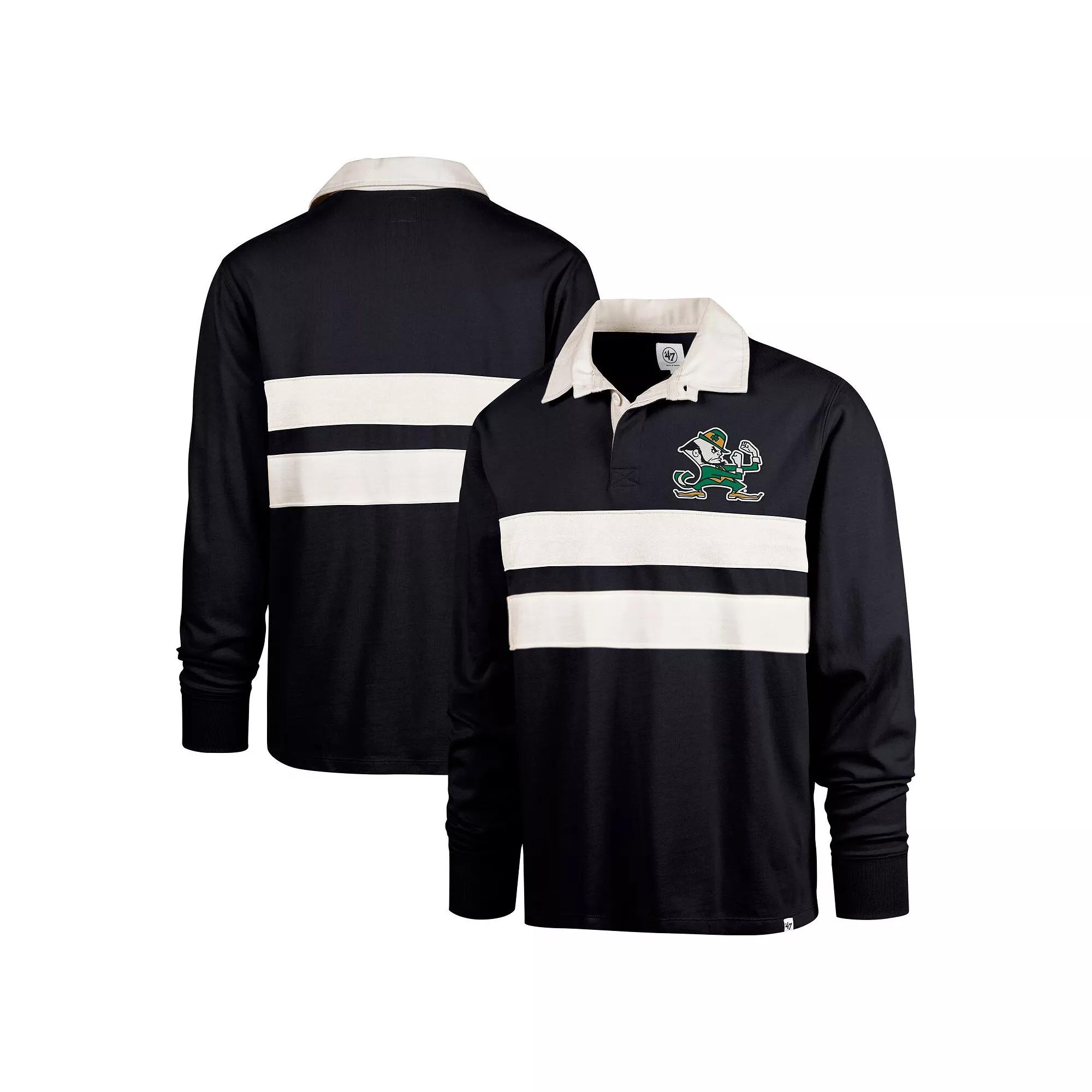 Men's '47 Navy Notre Dame Fighting Irish Clubhouse Knox Thames Long Sleeve Rugby Polo, Size: XXL, Blue Product Image