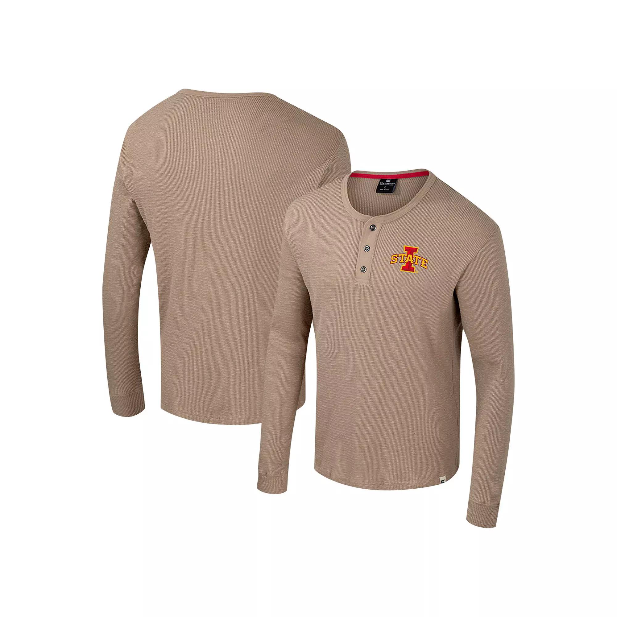 Men's Colosseum  Tan Iowa State Cyclones Great Outdoors Henley Long Sleeve Shirt, Size: XL, Team Product Image
