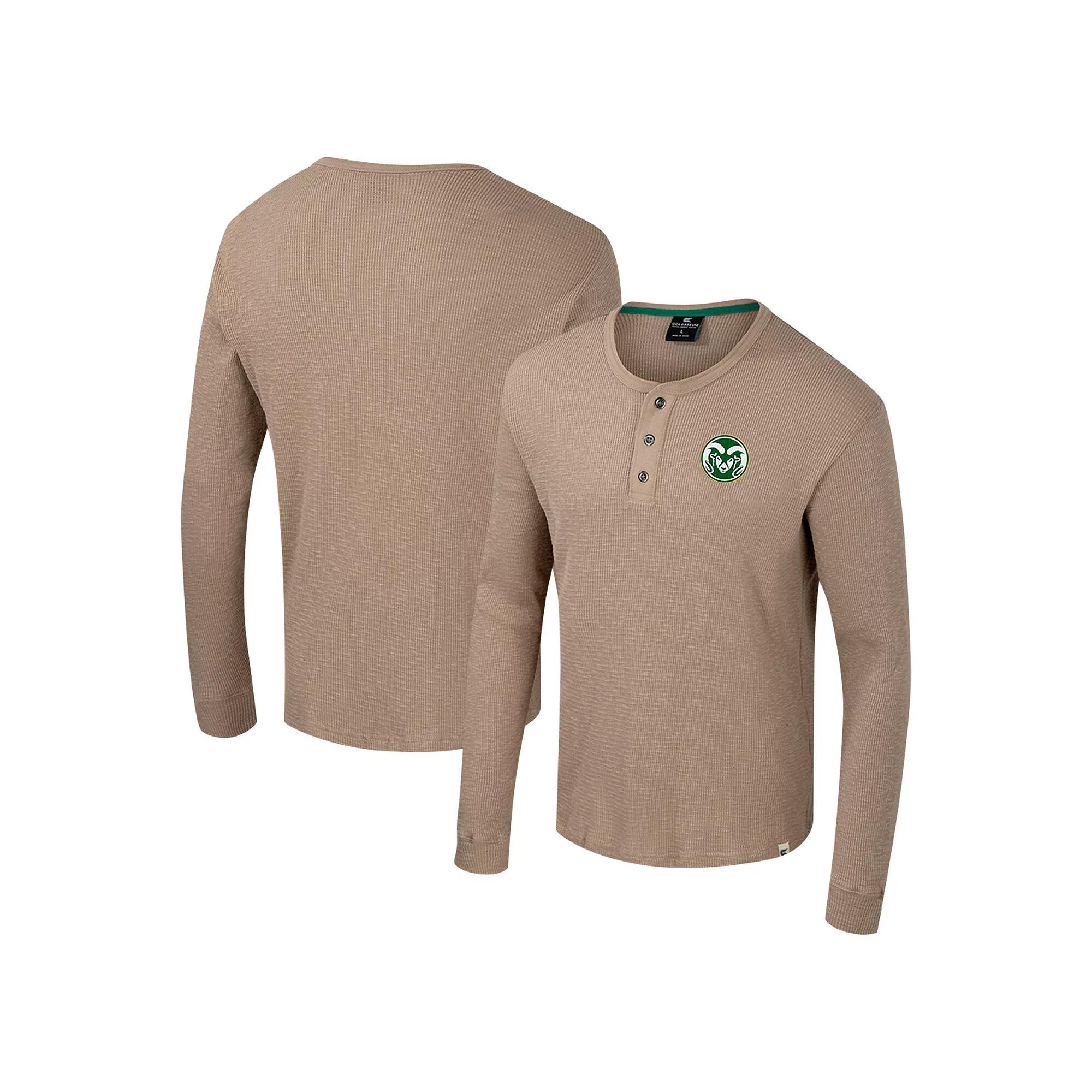 Men's Colosseum  Tan Colorado State Rams Great Outdoors Henley Long Sleeve Shirt, Size: Large, Team Product Image