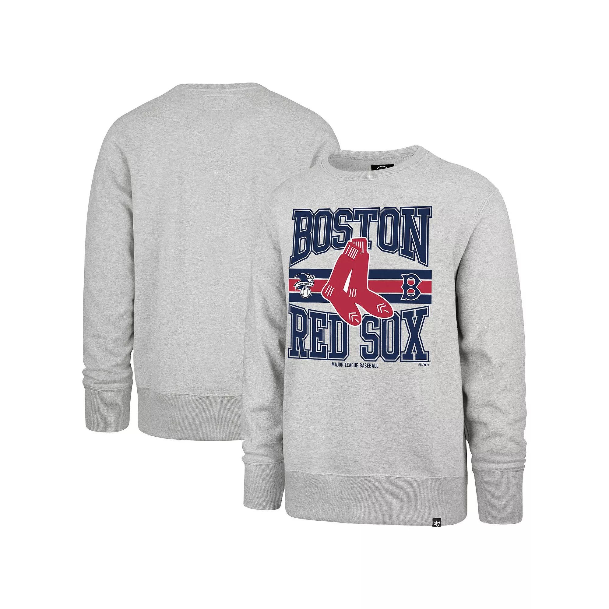 Men's '47  Gray Boston Red Sox Letters Headline Pullover Sweatshirt, Size: 3XL, Grey Product Image
