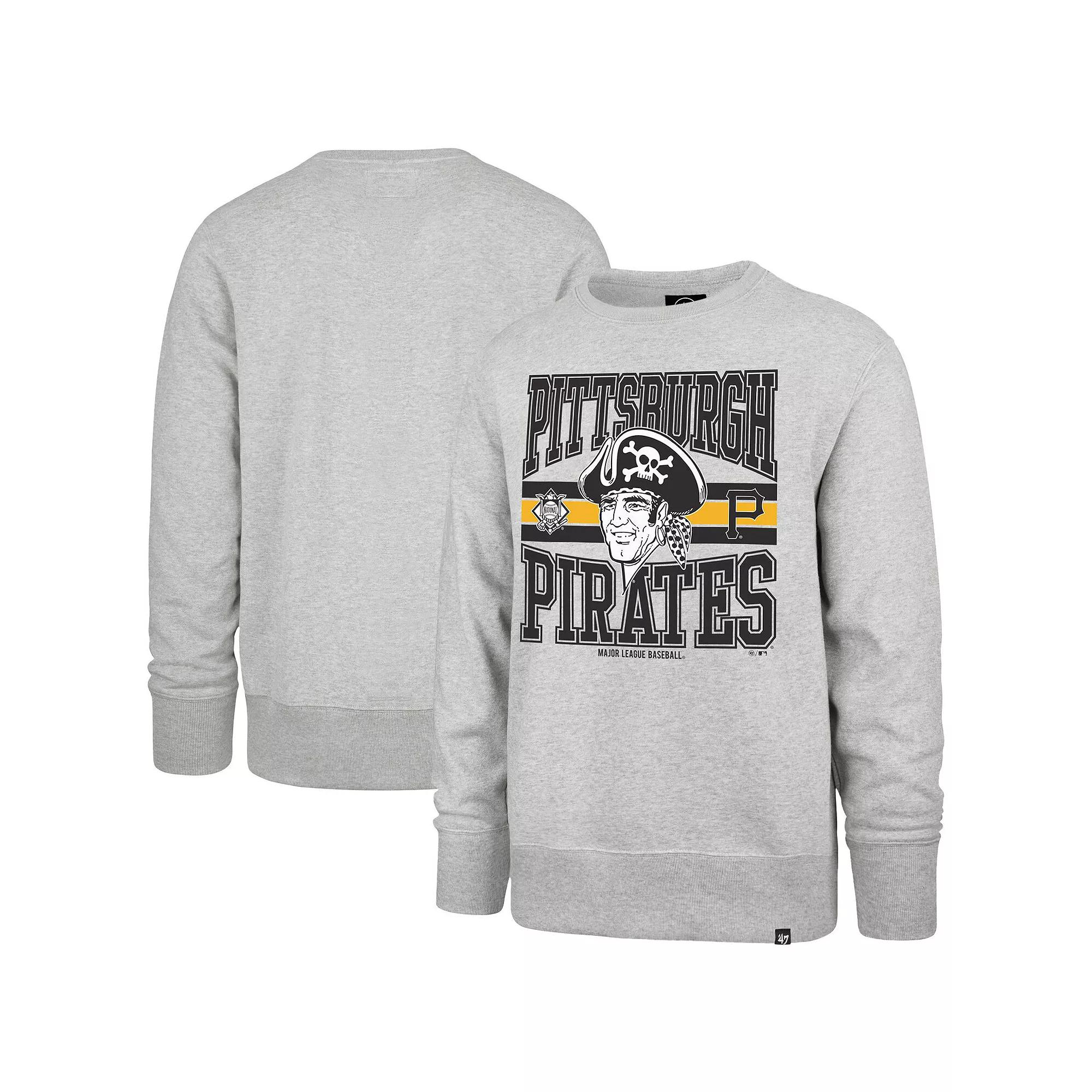 Men's '47  Gray Pittsburgh Pirates Letters Headline Pullover Sweatshirt, Size: XL, Grey Product Image