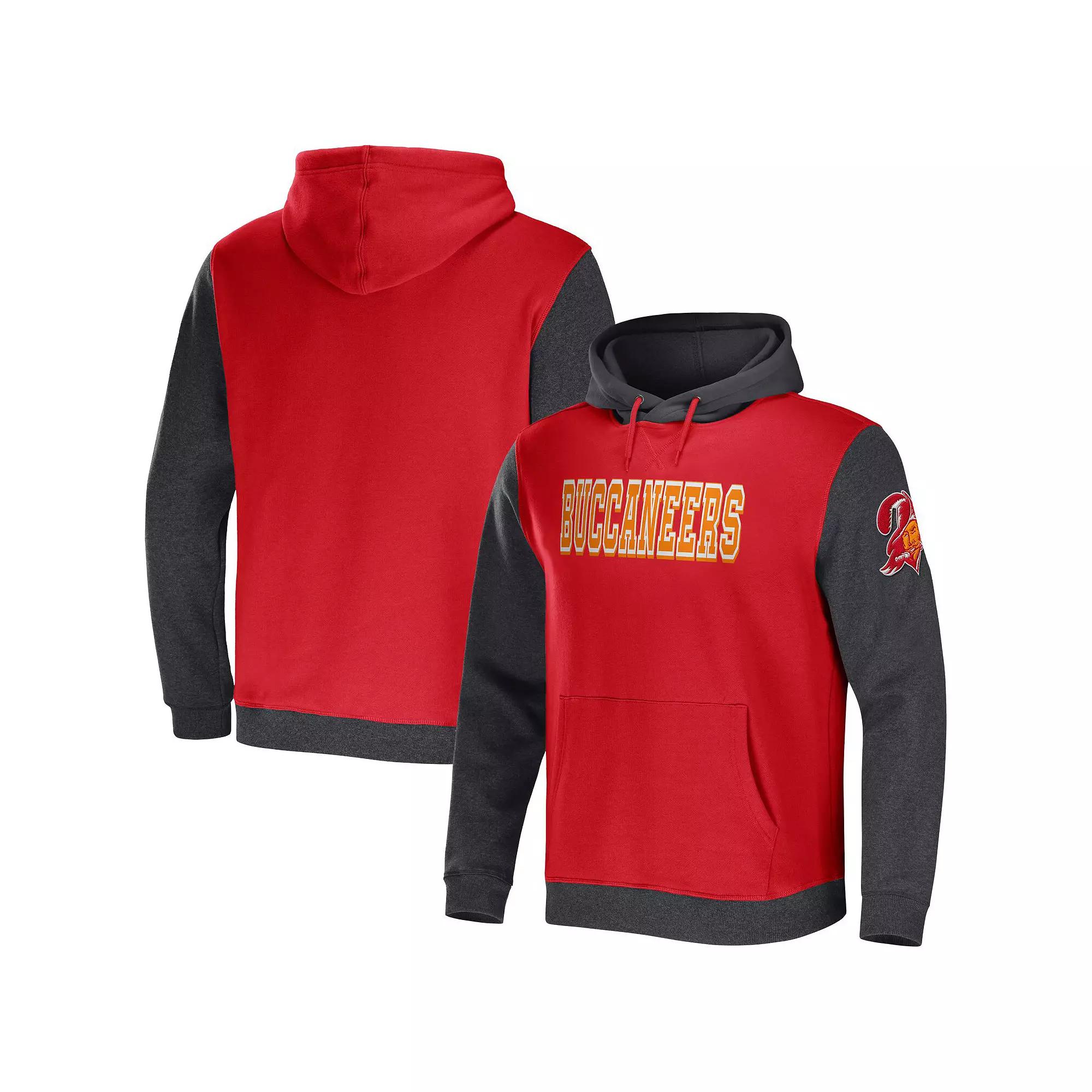 Men's NFL x Darius Rucker Collection by Fanatics Red/Charcoal Tampa Bay Buccaneers Colorblock Pullover Hoodie,  Product Image