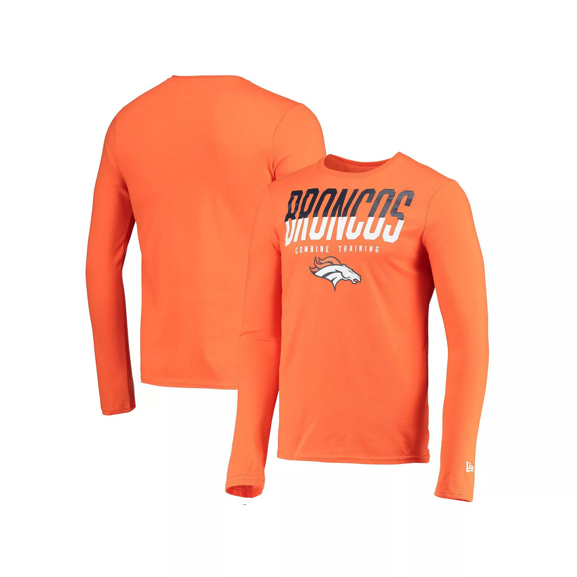Men's New Era Orange Denver Broncos Combine Authentic Split Line Long Sleeve T-Shirt,  Product Image