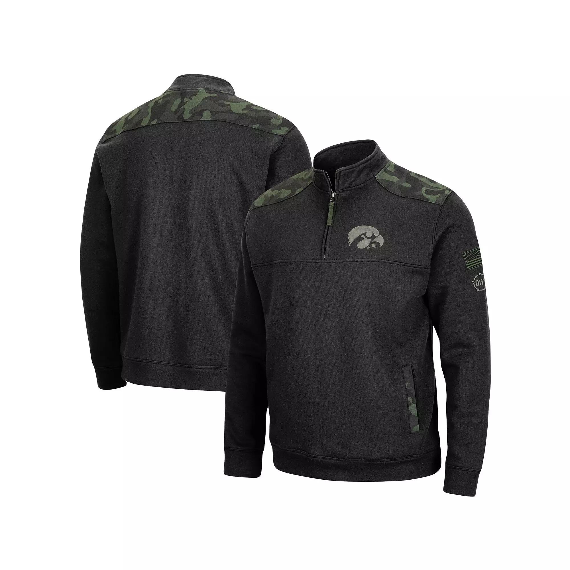 Men's Colosseum Black Louisville Cardinals OHT Military Appreciation Commo Fleece Quarter-Zip Jacket,  Product Image