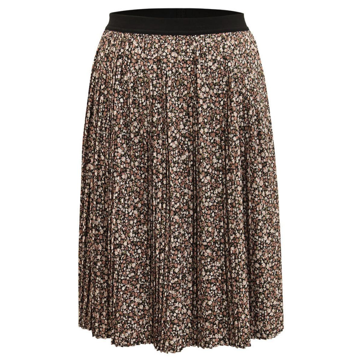 Plus Size Ditsy Floral Elastic Waist Midi Skirt Women Multicolor Elegant Pleated No stretch Dailywear Skirts BloomChic 28/5X Product Image