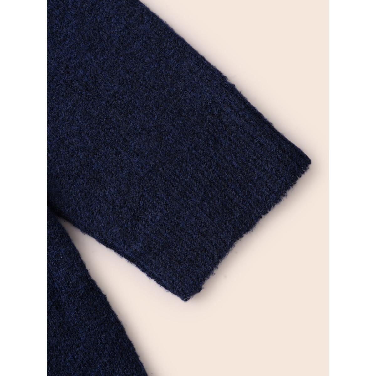 Plus Size Star Jacquard Crew Neck Pullover Indigo Women Casual Loose Long Sleeve Round Neck Everyday Pullovers BloomChic 18-20/2X Product Image