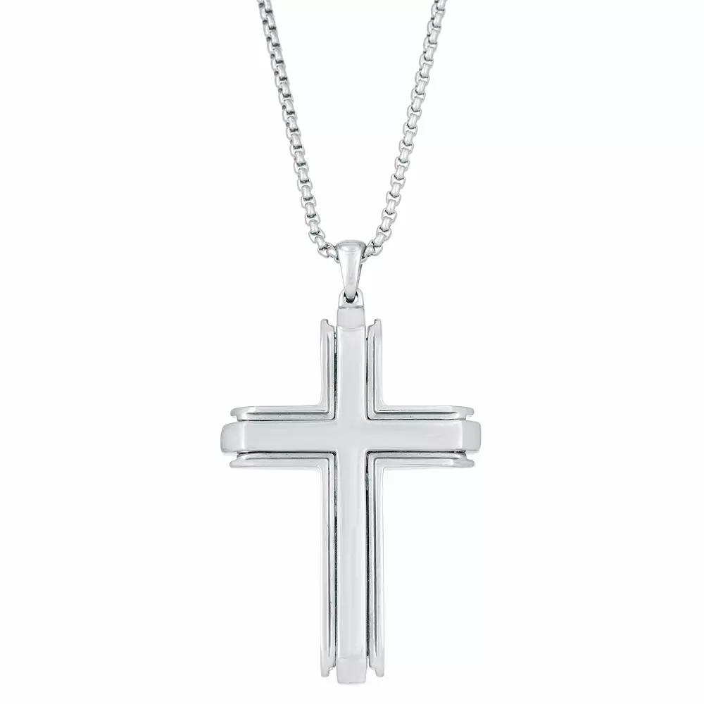 Men's LYNX Stainless Steel Cross Pendant Necklace, Size: 24" Product Image