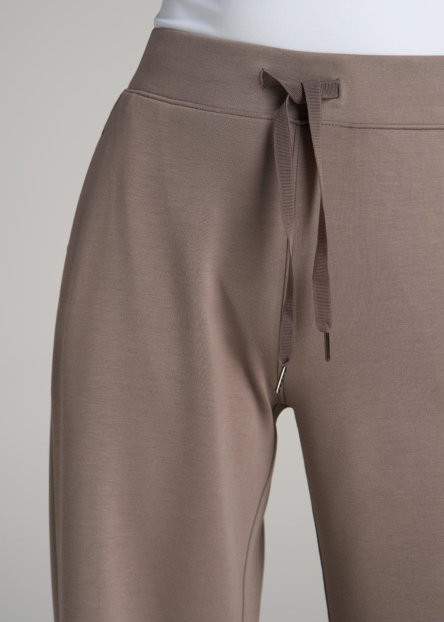 Pull-On Tie Waist Wide Leg Pants for Tall Women in Black Female Product Image