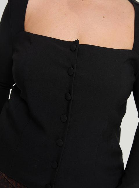 Gaskin Long Sleeve Top Black Curve Product Image