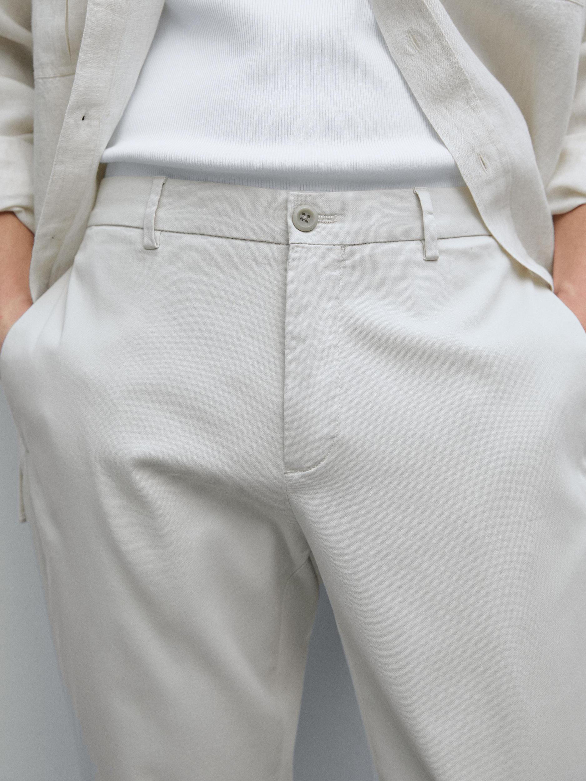 Cotton blend slim fit trousers Product Image