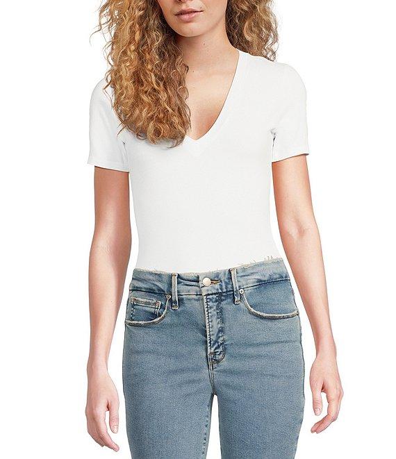 Good American Super Stretch Deep V Short Sleeve Bodysuit Product Image