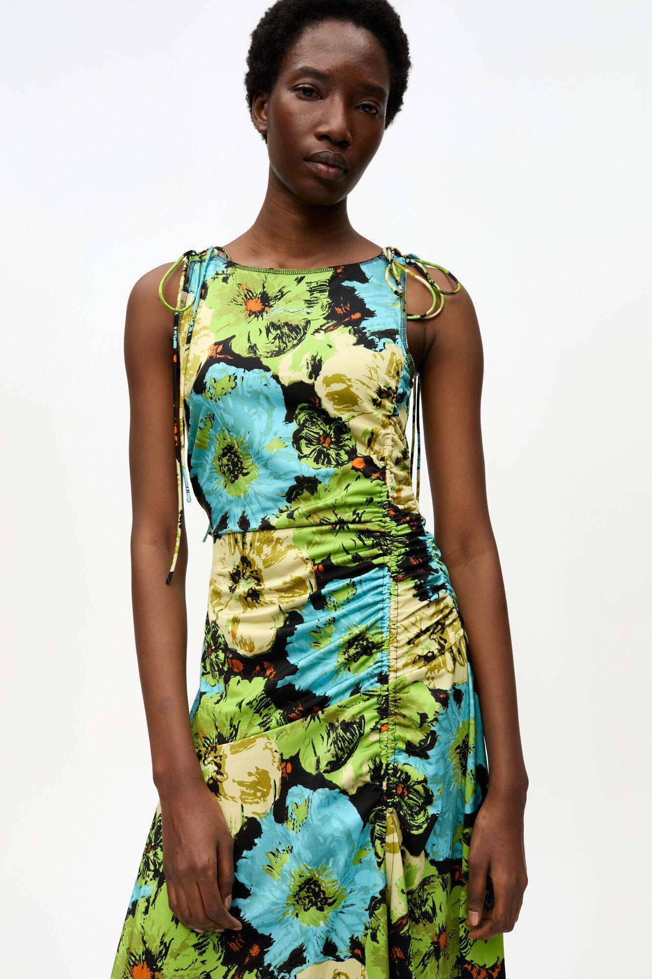 Floral Lycra Jersey Gathered Dress Product Image