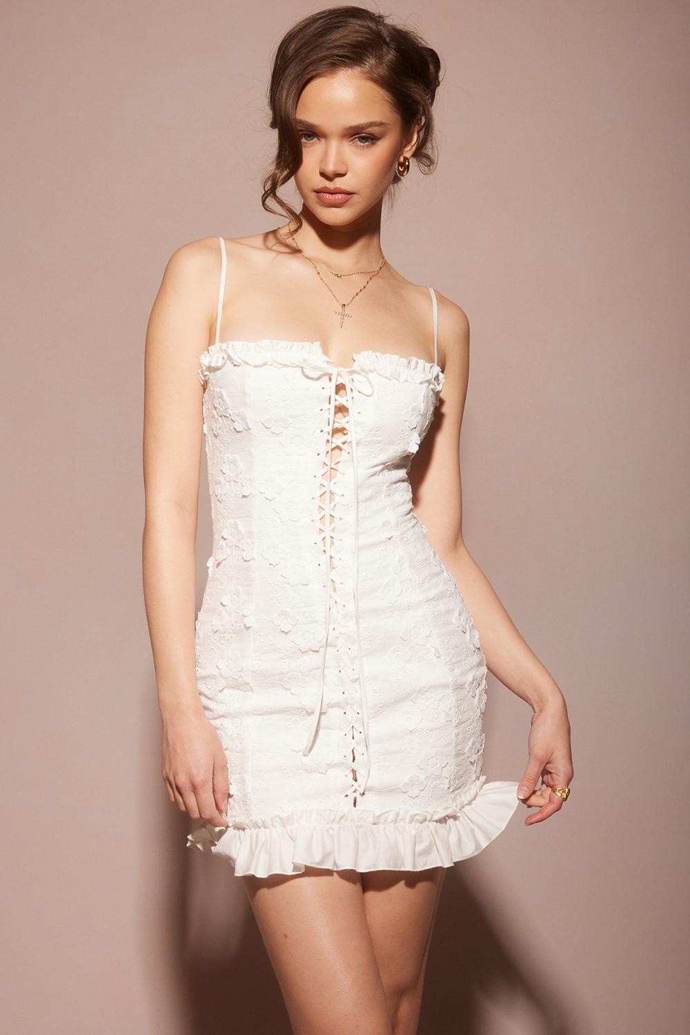 Marlene  white cotton broderie anglais mini dress Product Image